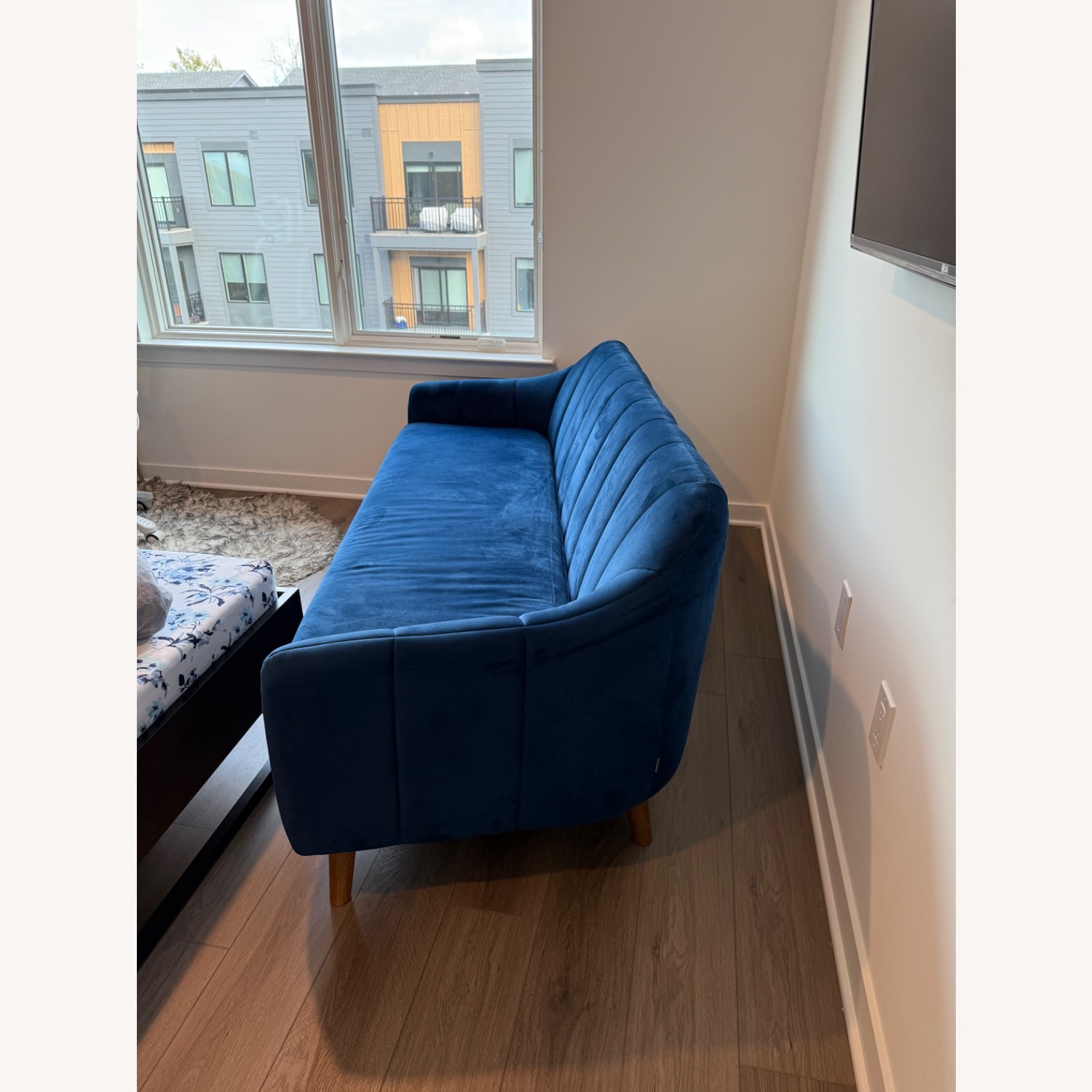 Wayfair Blue Velvet 3 Seater Couch - image-2