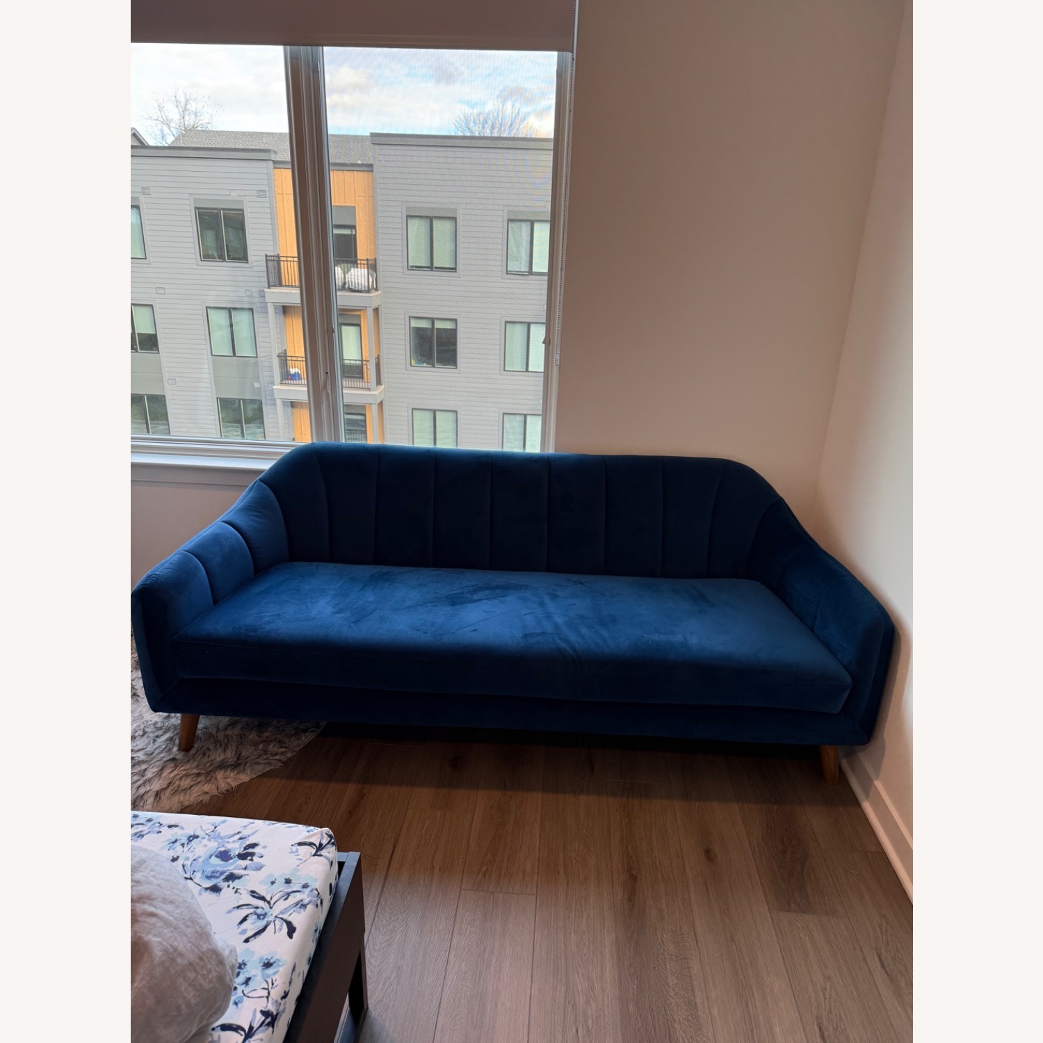 Wayfair Blue Velvet 3 Seater Couch - image-3