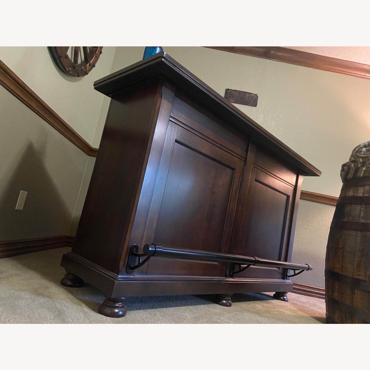 Ashley Furniture Dark Brown Wood Bar Cart - image-1