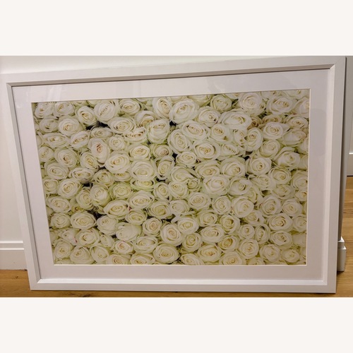 Used White Roses Art Print with Frame for sale on AptDeco