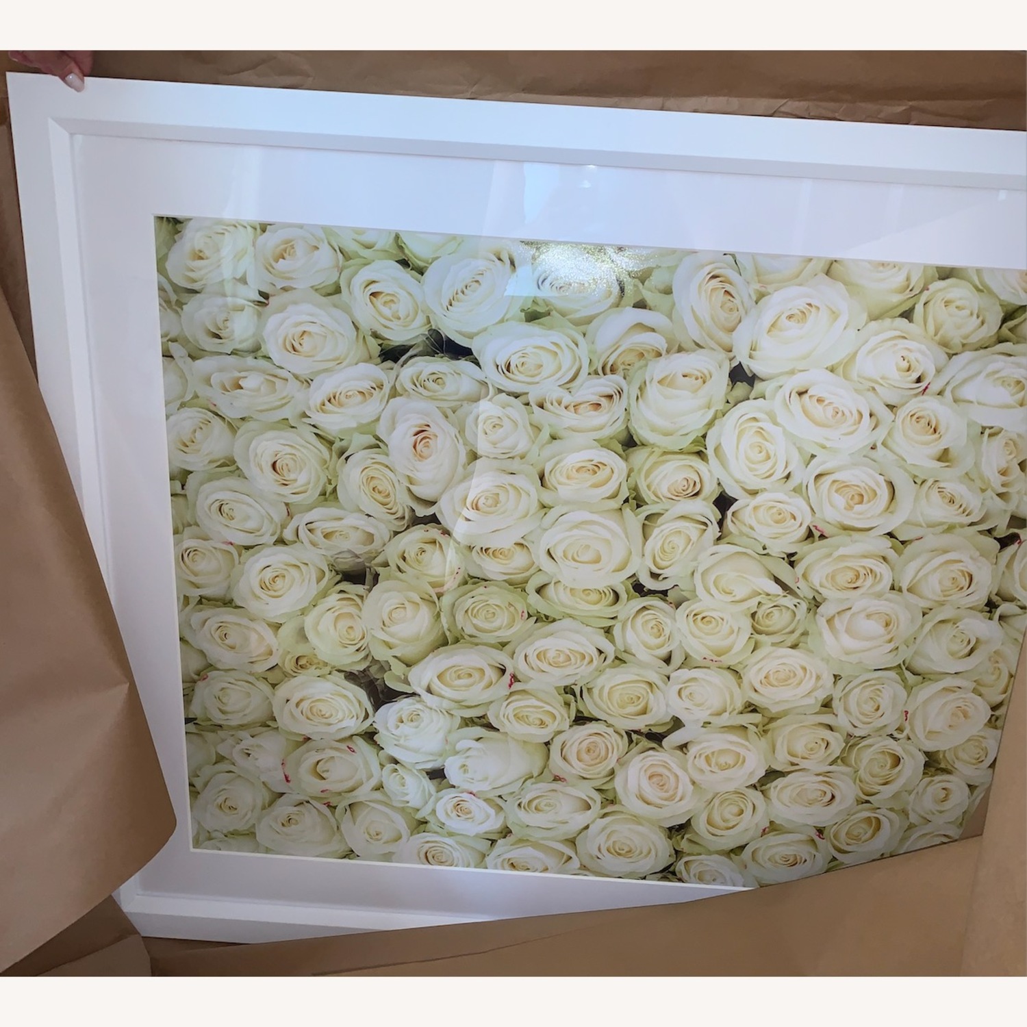 White Roses Art Print with Frame - image-3