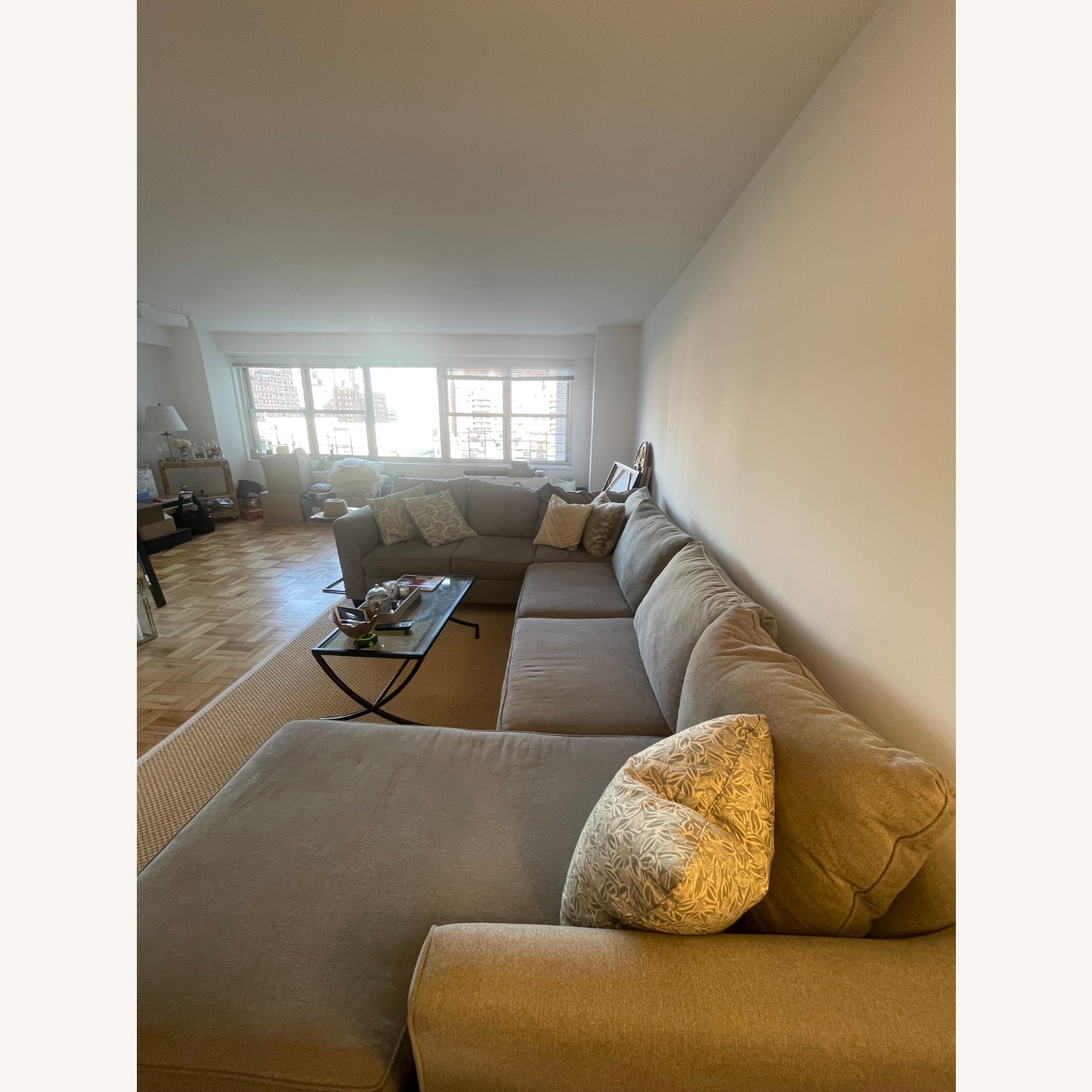 Raymour & Flanigan Light Gray Daine 3-pc. Sectional Sofa - image-2