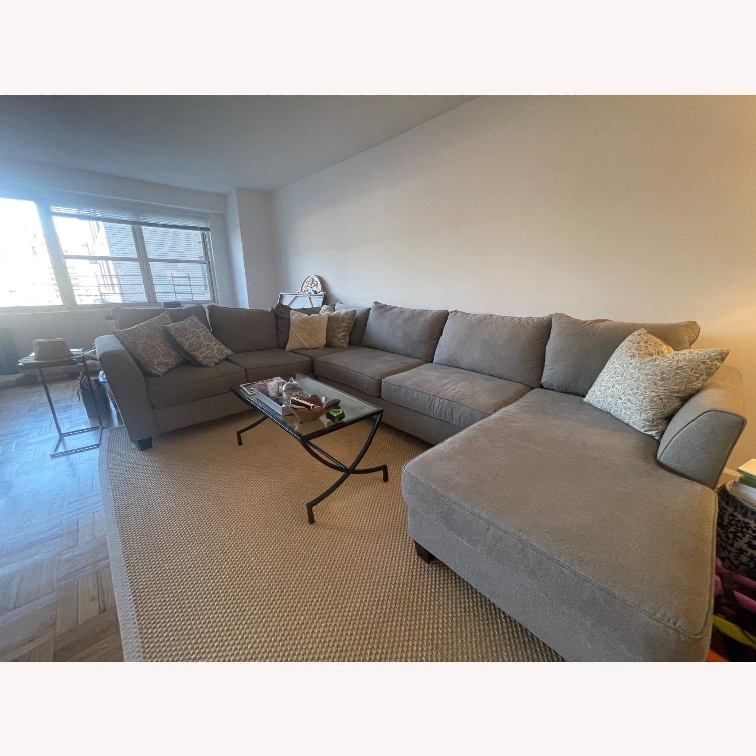 Raymour & Flanigan Light Gray Daine 3-pc. Sectional Sofa - image-1