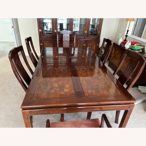Used Bernhardt Flair Dark Brown Wood Dining Set for sale on AptDeco