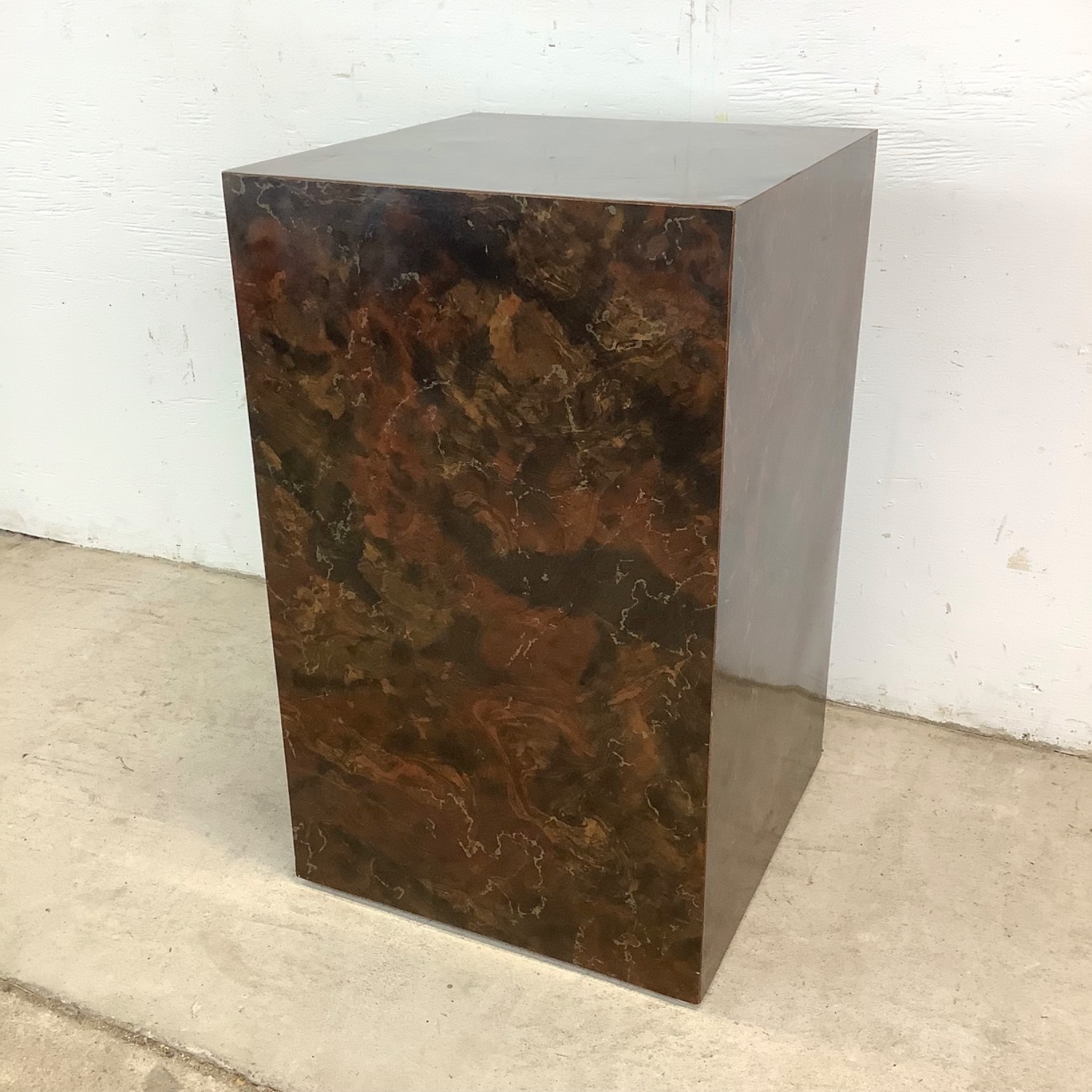 Vintage Faux Burl Display Pedestal - image-8