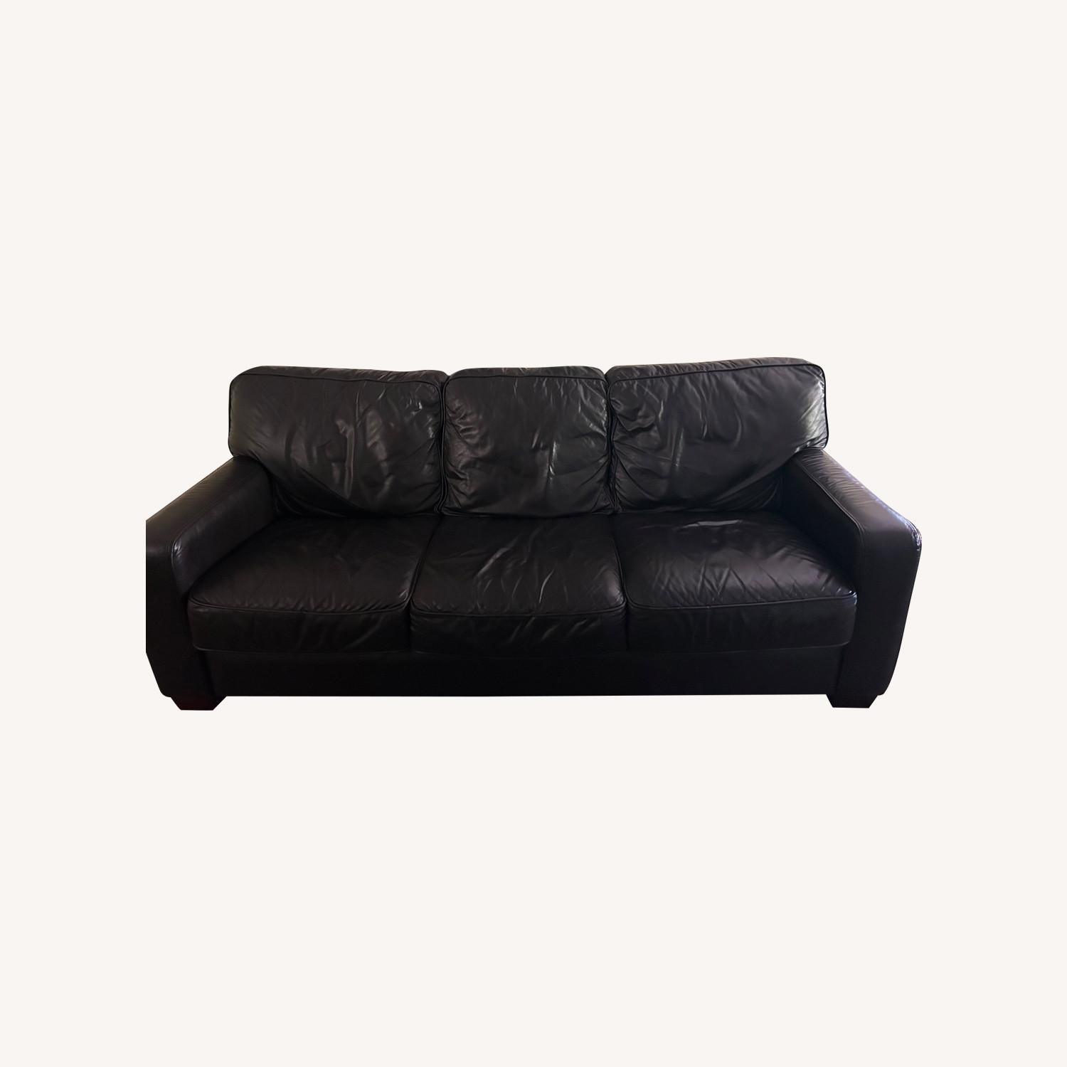 Dark Brown Leather 3+ Seater Sofa - image-0