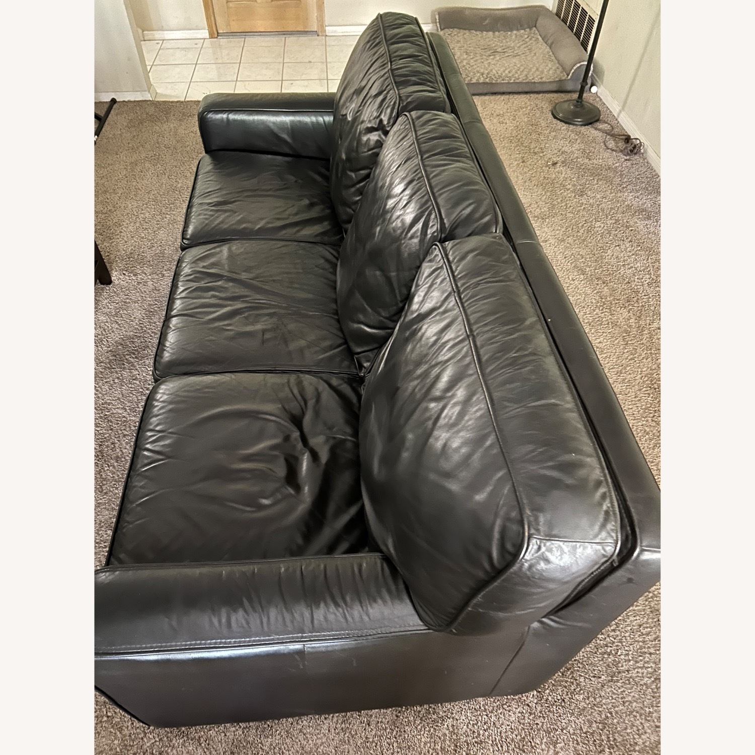 Dark Brown Leather 3+ Seater Sofa - image-4