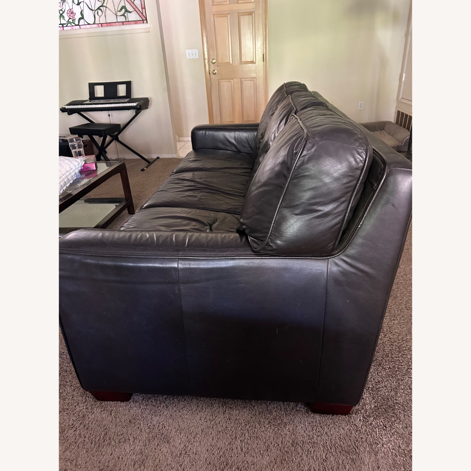 Dark Brown Leather 3+ Seater Sofa - image-5