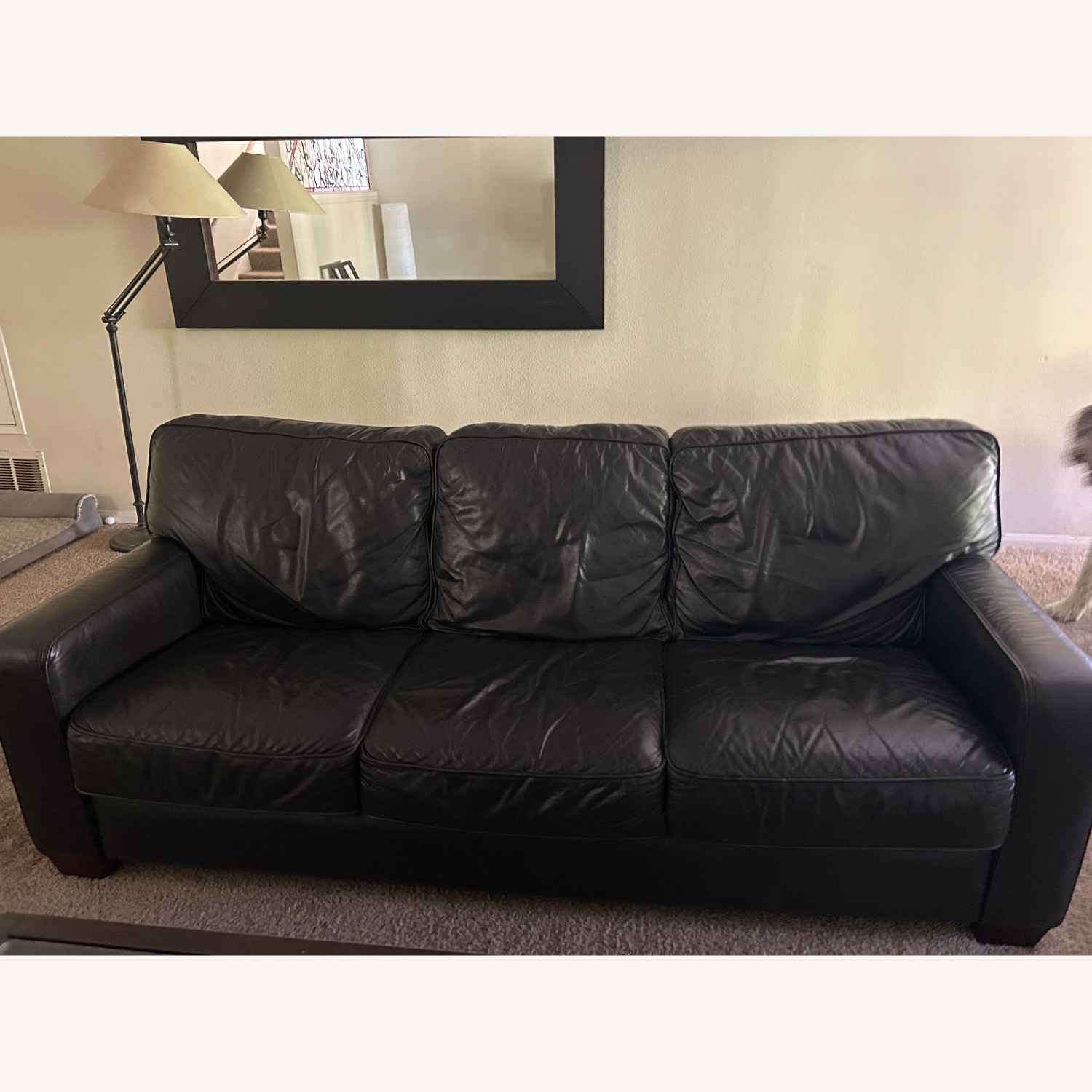 Dark Brown Leather 3+ Seater Sofa - image-2
