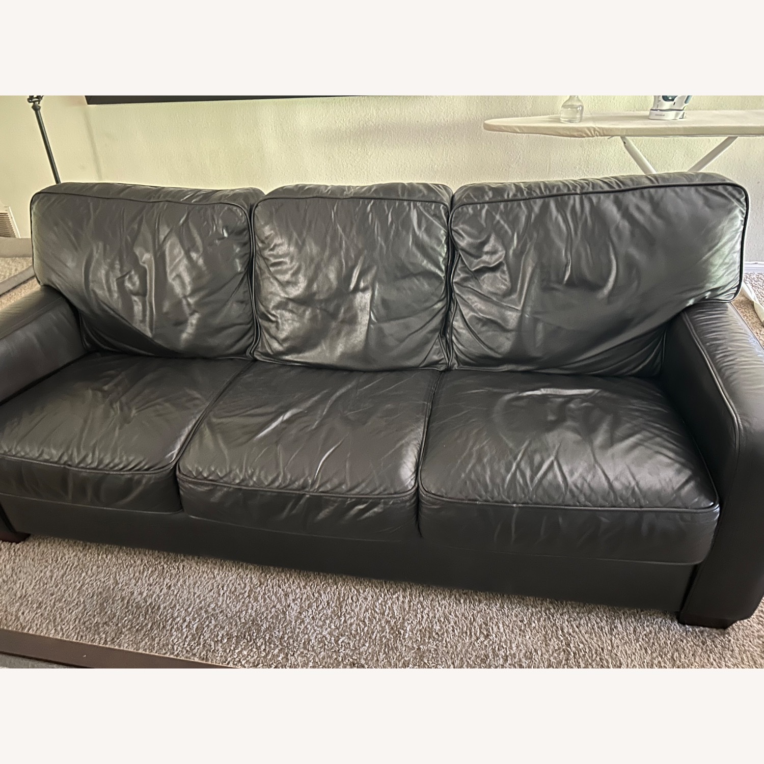 Dark Brown Leather 3+ Seater Sofa - image-3