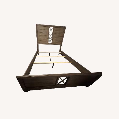 Used  Queen Platform Bed with Headboard Included for sale on AptDeco