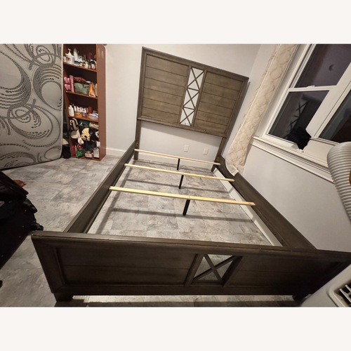 Used Queen Platform Bed with Headboard Included for sale on AptDeco