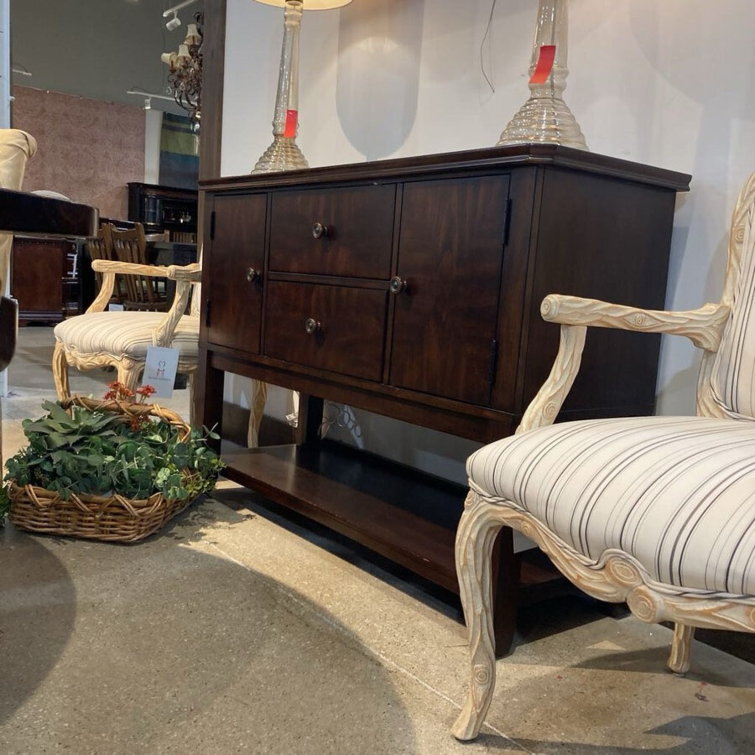 Solid Wood 2-Drawer w Open Shelf Buffet - image-2