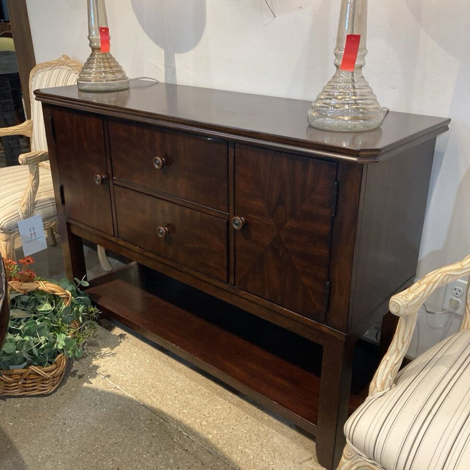 Solid Wood 2-Drawer w Open Shelf Buffet - image-3