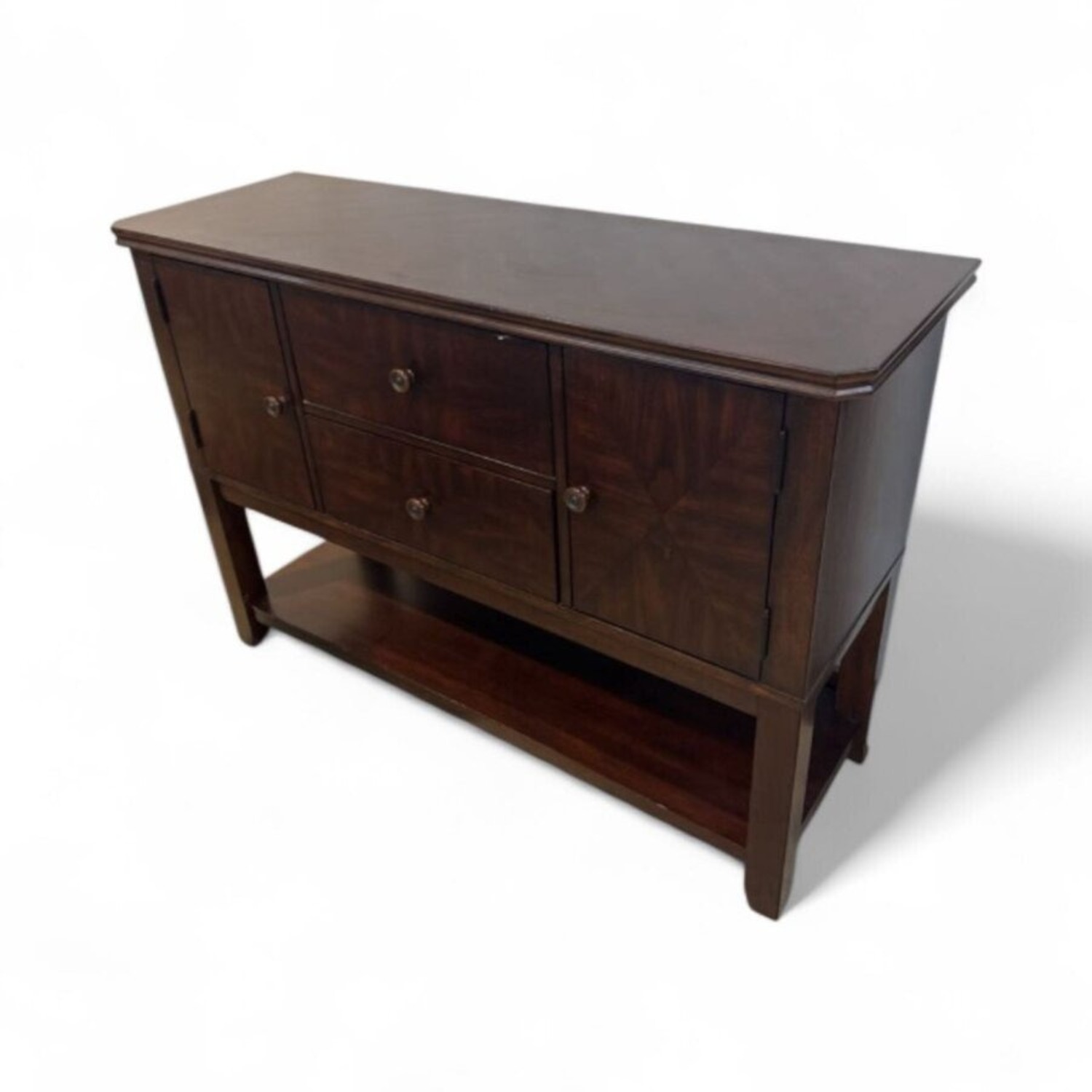 Solid Wood 2-Drawer w Open Shelf Buffet - image-1