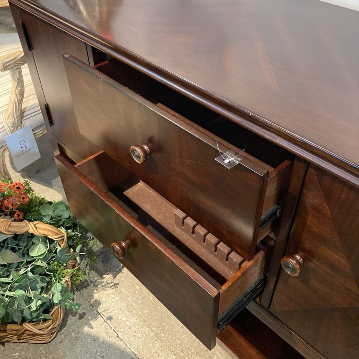 Solid Wood 2-Drawer w Open Shelf Buffet - image-9