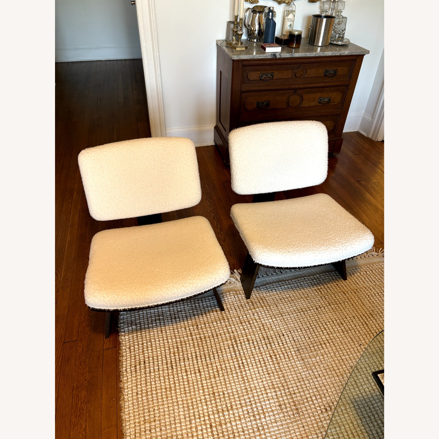 White Boucle Accent Chairs - image-2