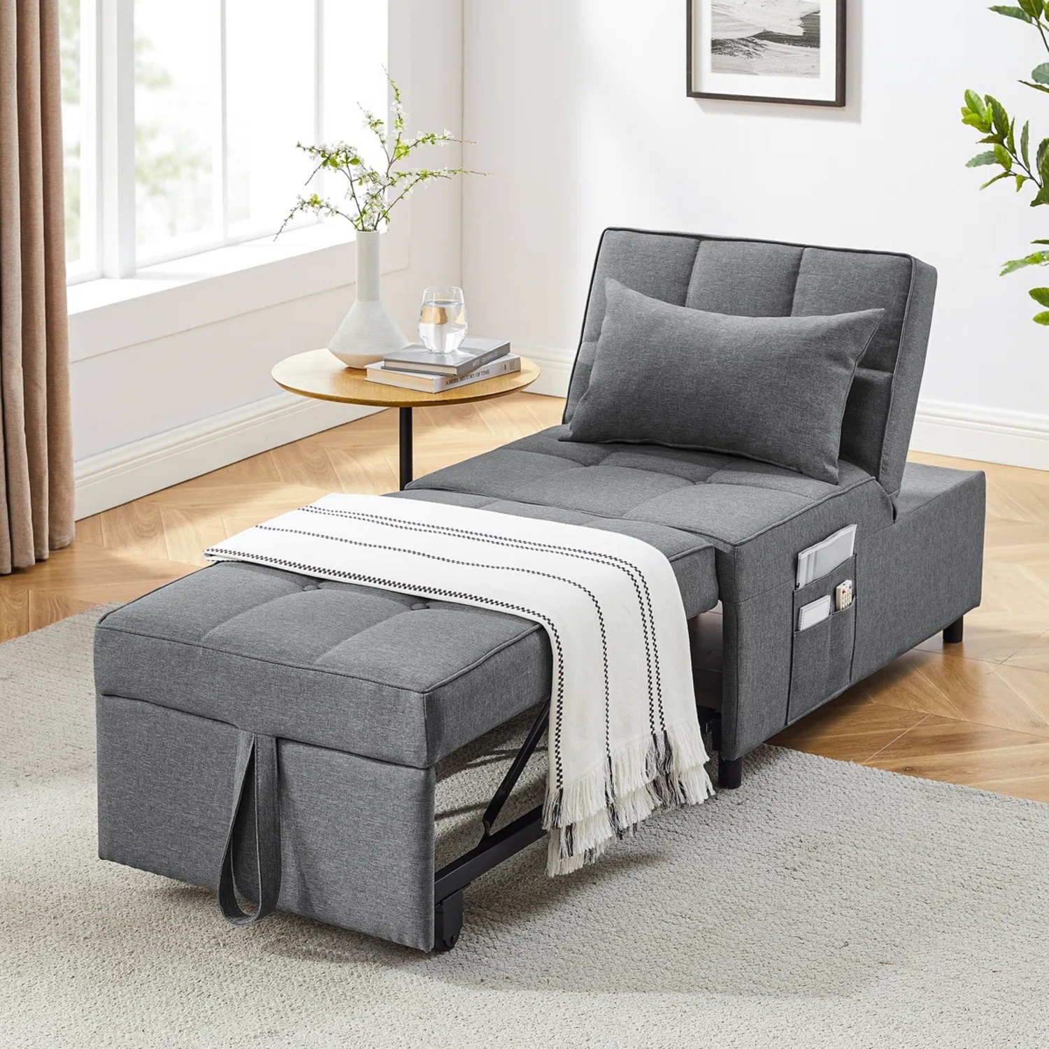 Wayfair Dark Gray Fabric Twin Bed - image-4