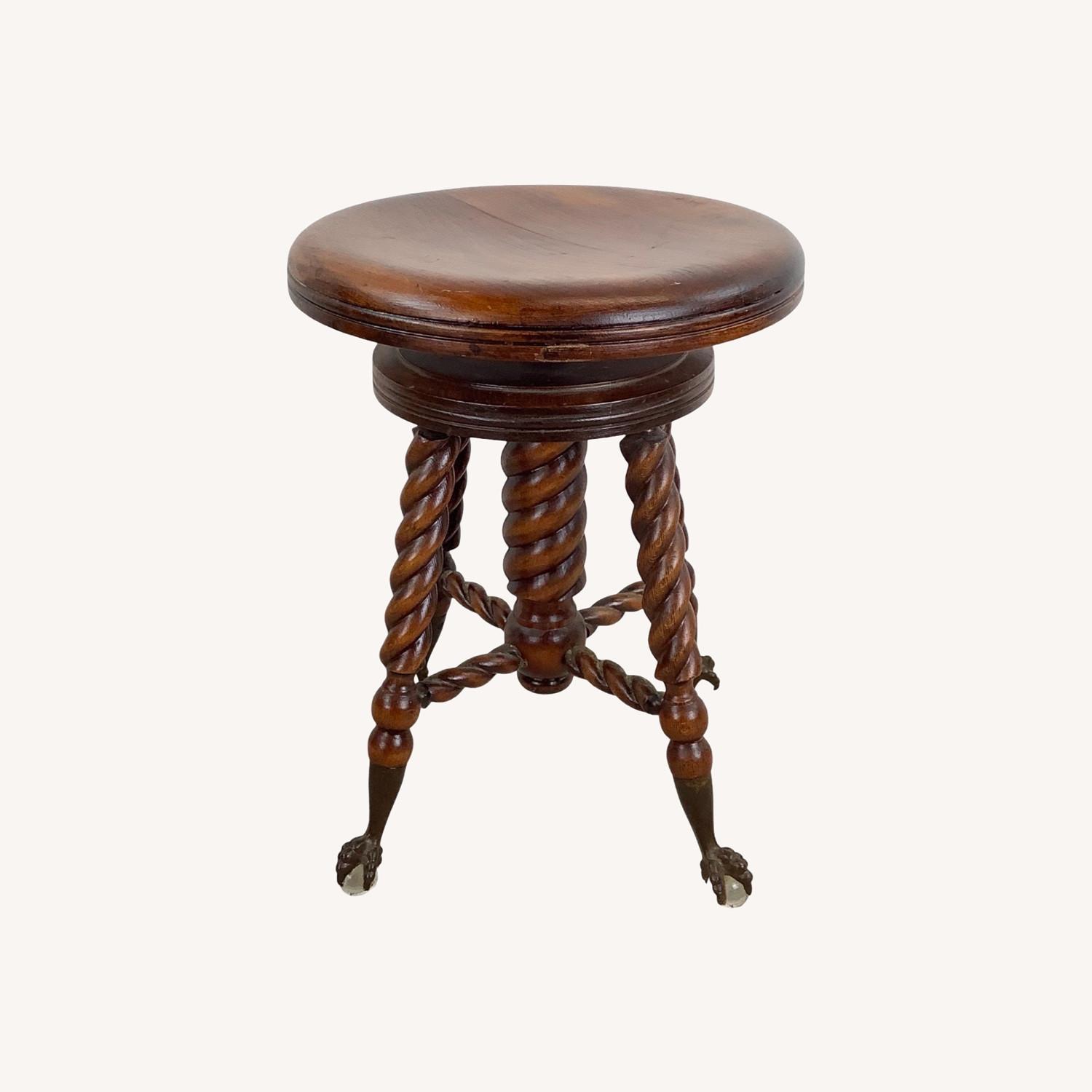 Antique Victorian Swivel Piano Stool - image-0