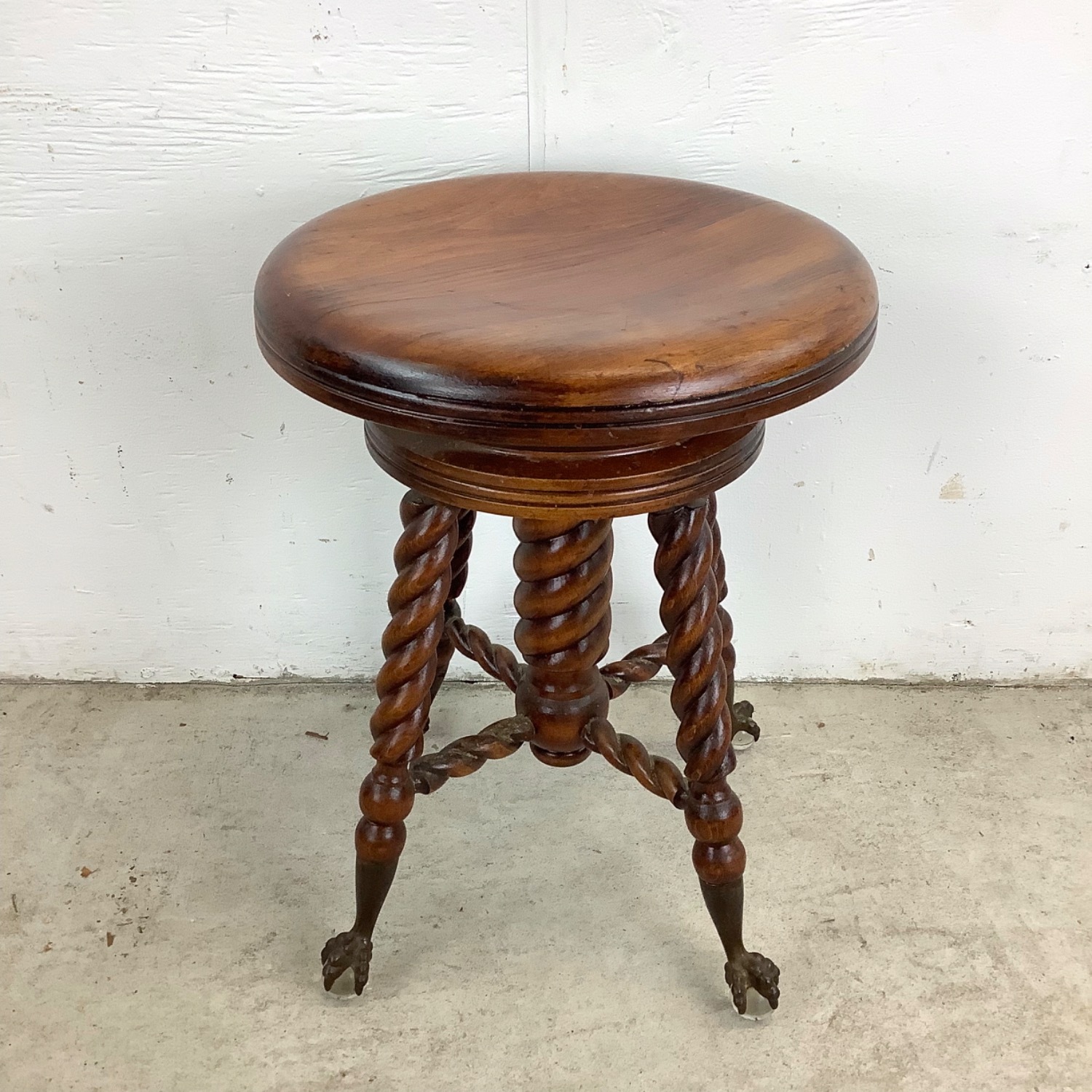 Antique Victorian Swivel Piano Stool - image-7