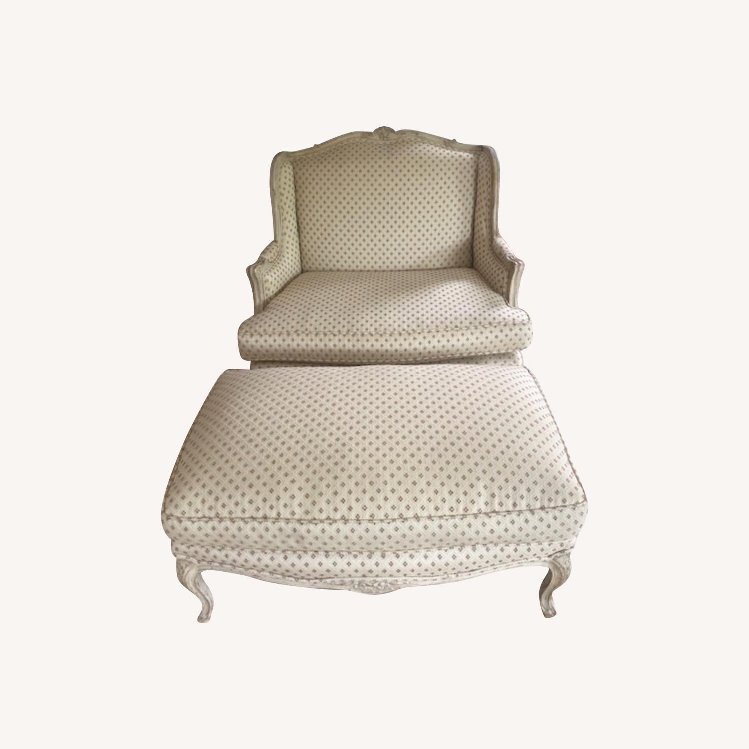 Vintage/Antique Natural Fabric Chair and a Half - image-0