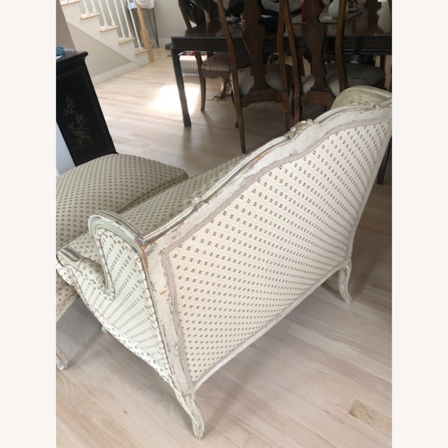 Vintage/Antique Natural Fabric Chair and a Half - image-2