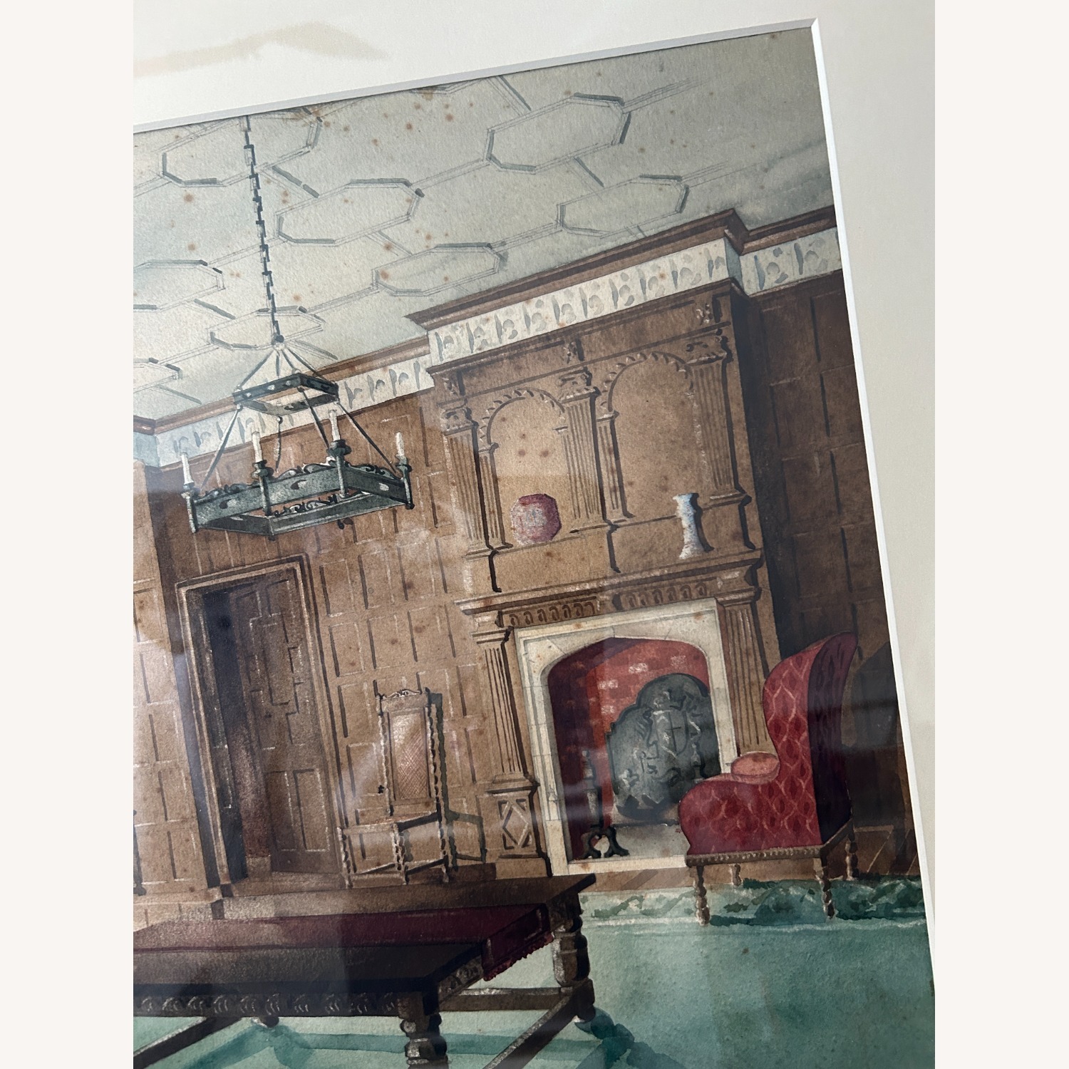 Very fine English Interior Water Color ~1910 - image-2