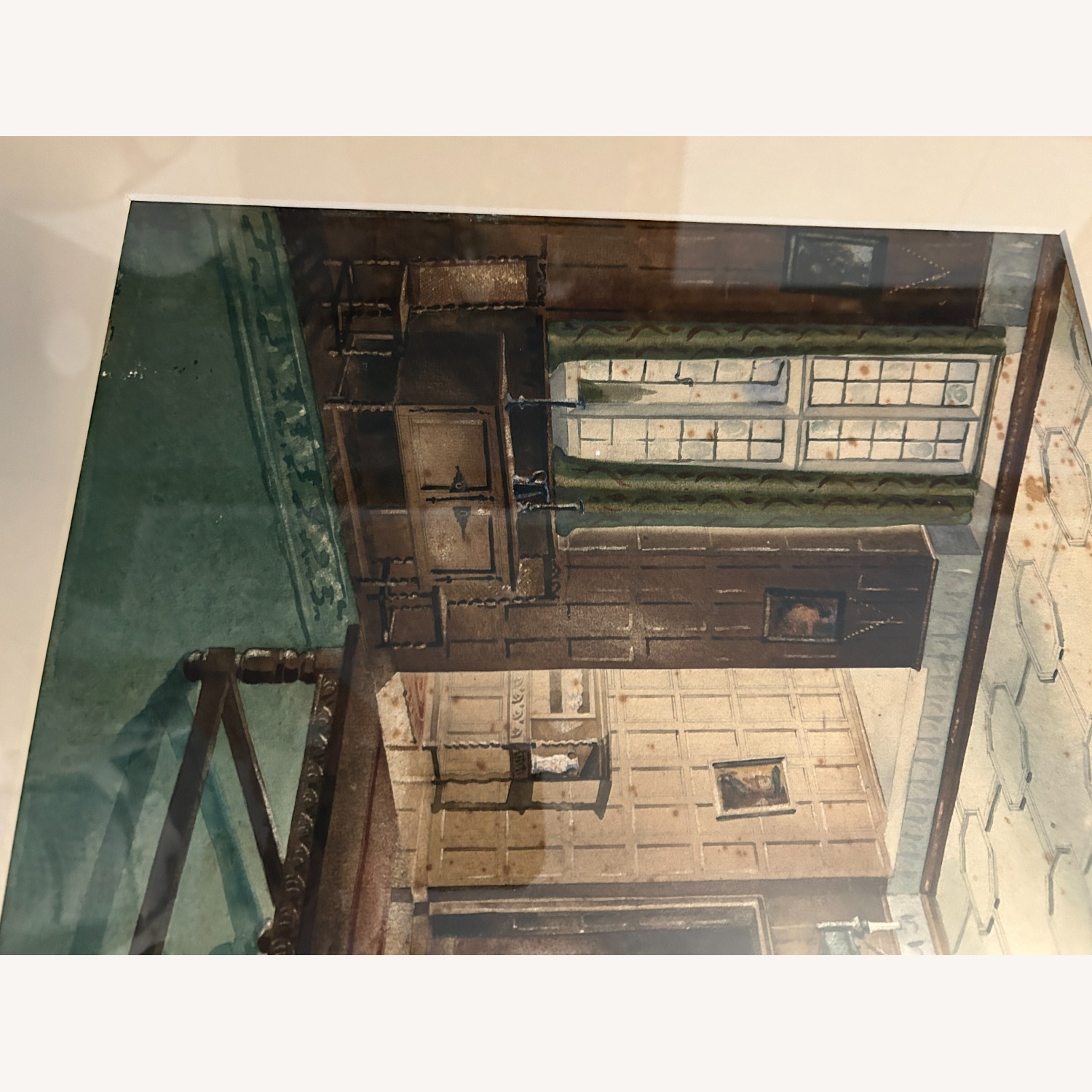 Very fine English Interior Water Color ~1910 - image-3