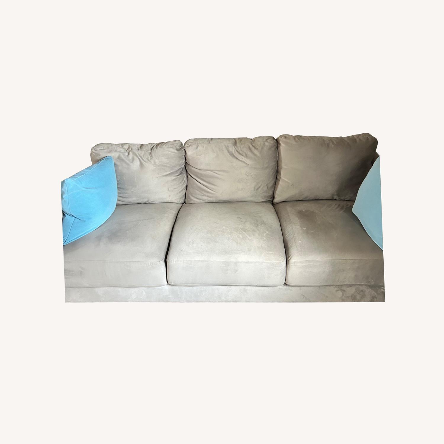 Light Gray Leather 3+ Seater Sofa - image-0