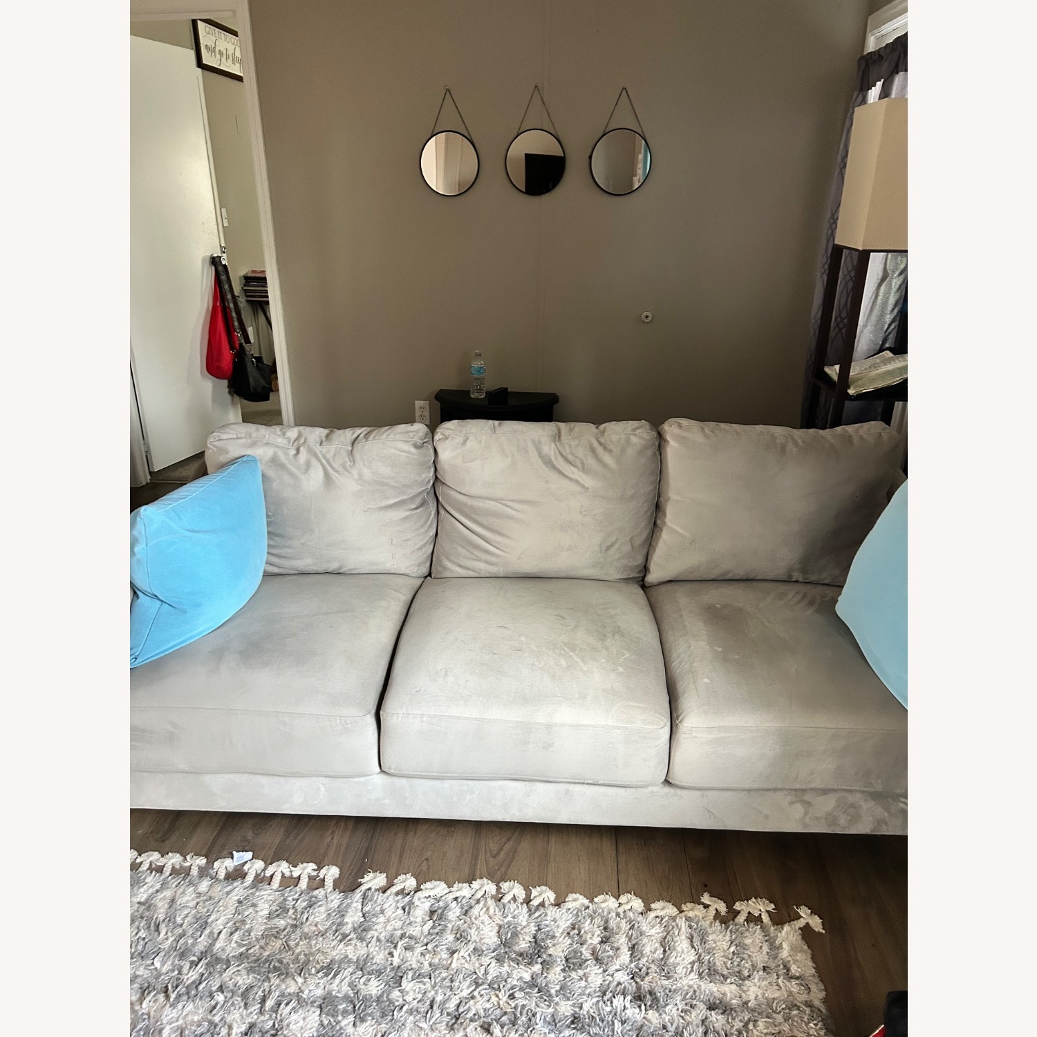 Light Gray Leather 3+ Seater Sofa - image-3