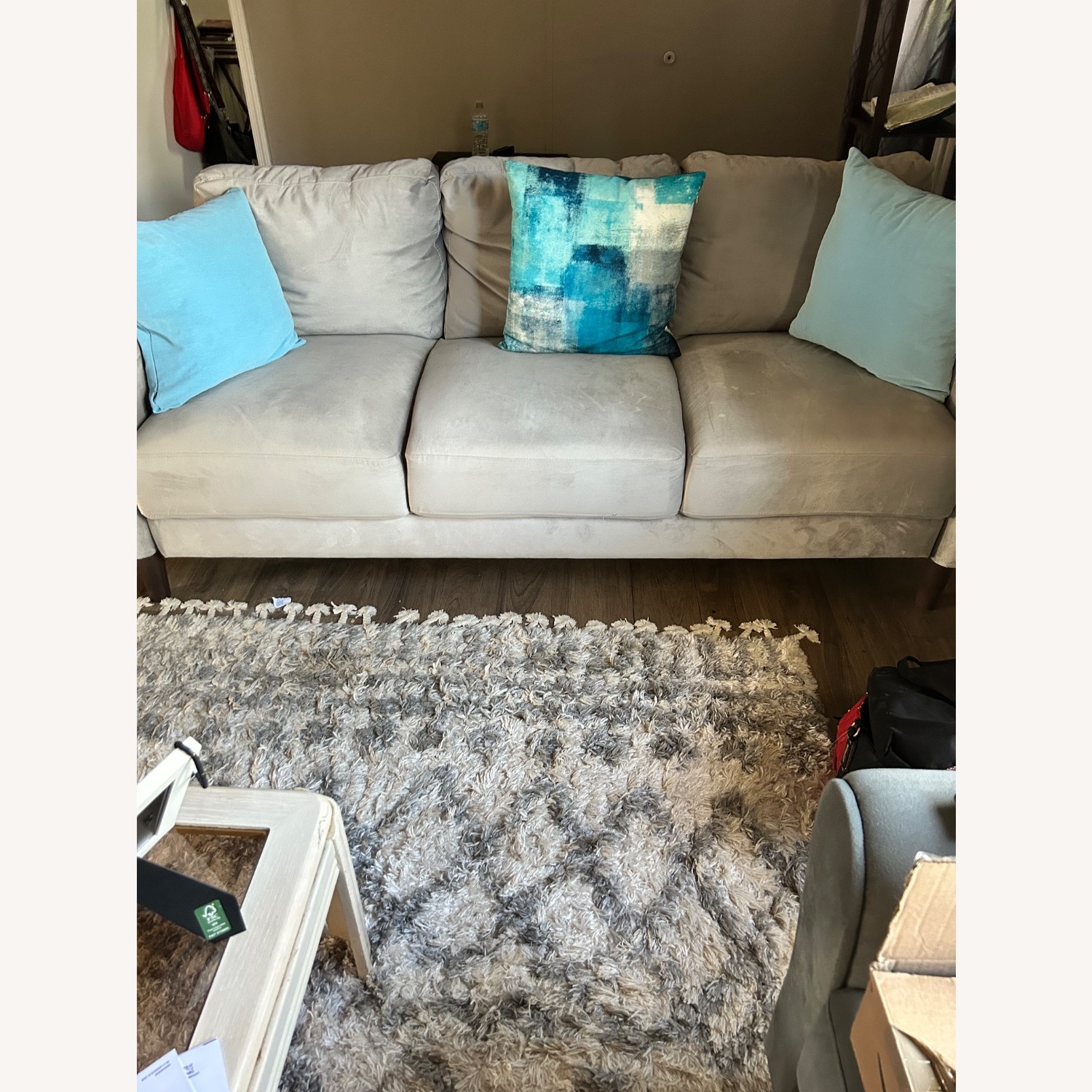 Light Gray Leather 3+ Seater Sofa - image-2