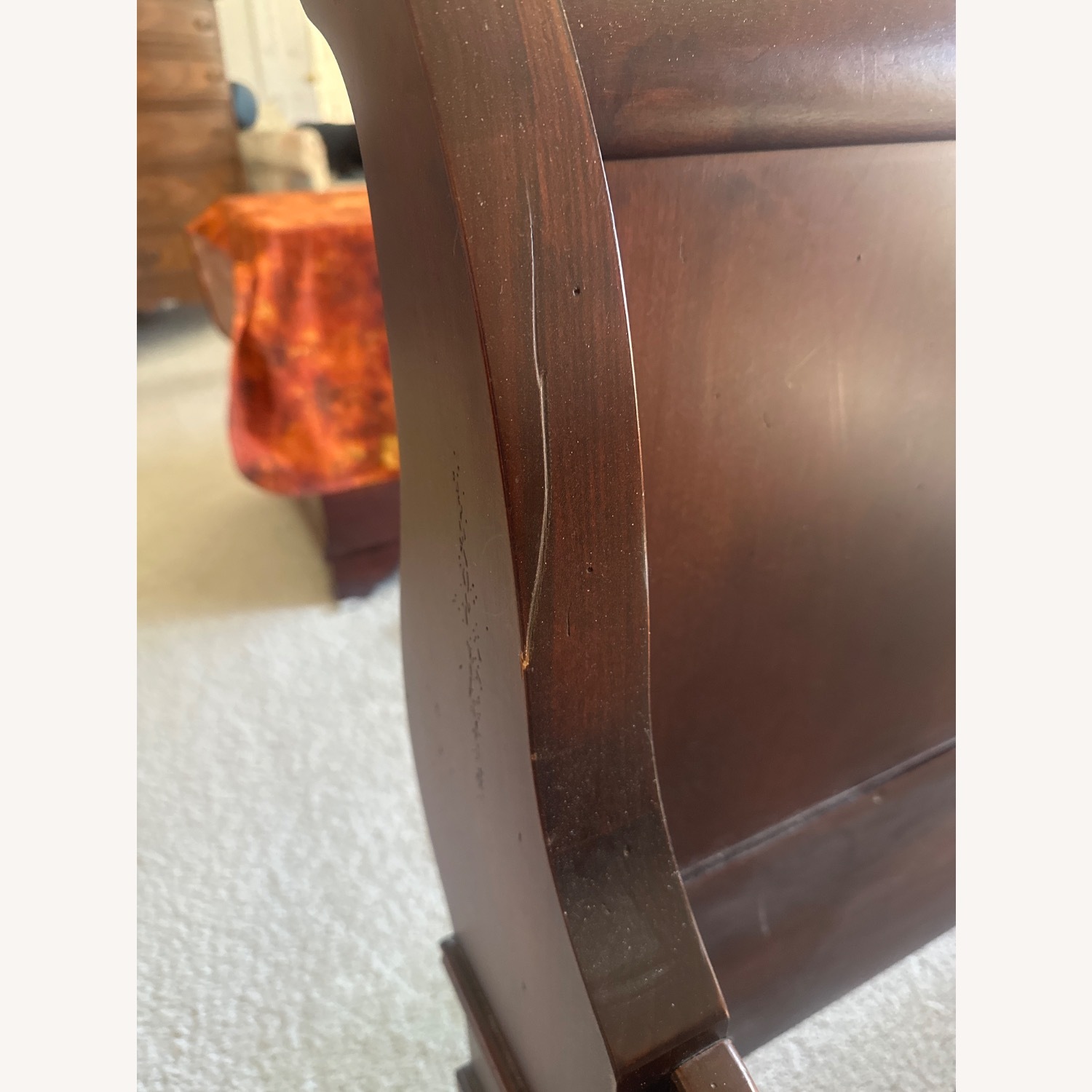 Solid Wood Cherry Queen Sleigh Bed - image-5