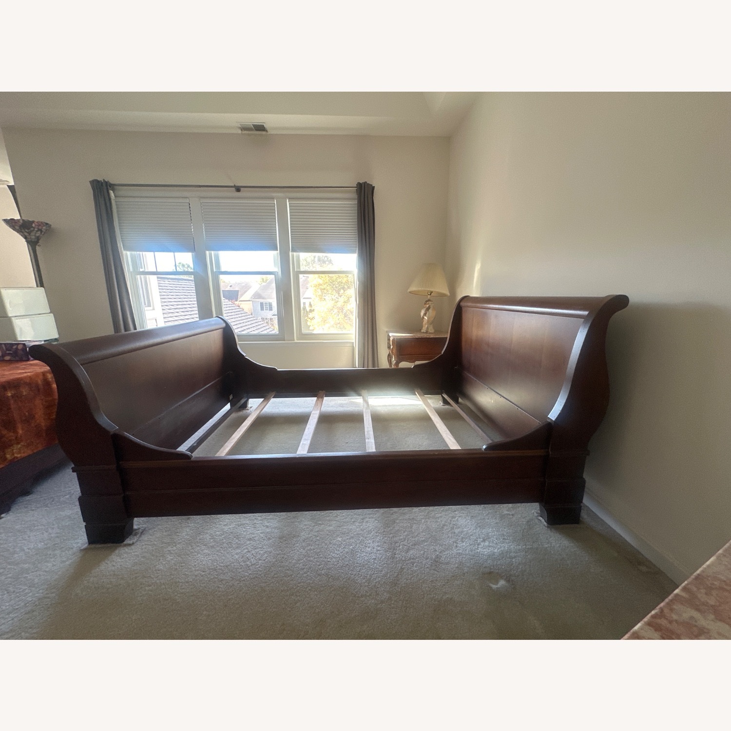 Solid Wood Cherry Queen Sleigh Bed - image-1