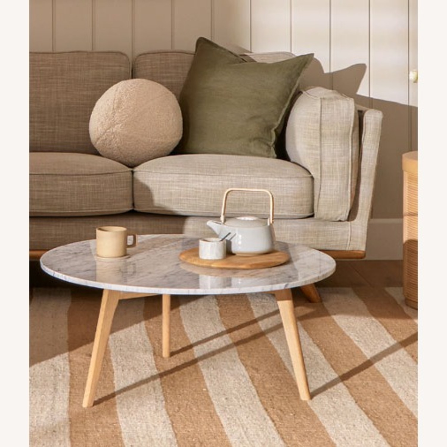 Article Mara 31.5" Marble Coffee Table - Oak - image-7