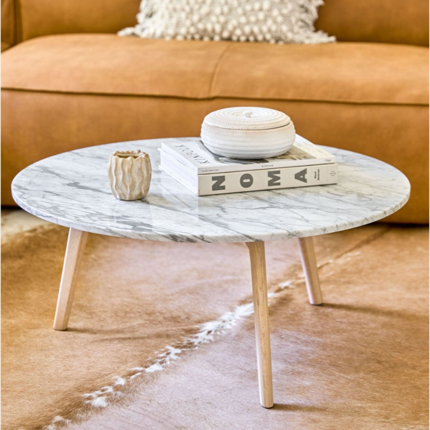 Article Mara 31.5" Marble Coffee Table - Oak - image-6