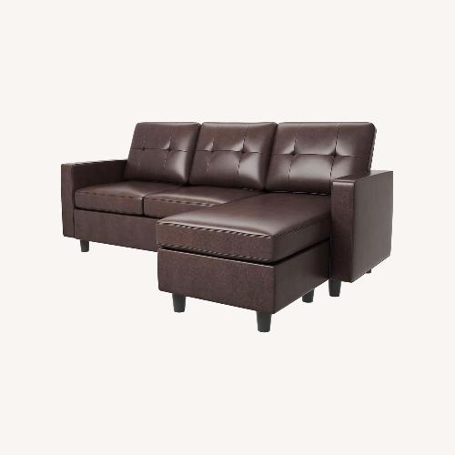 Used HONBAY Faux Leather Sectional Sofa for sale on AptDeco