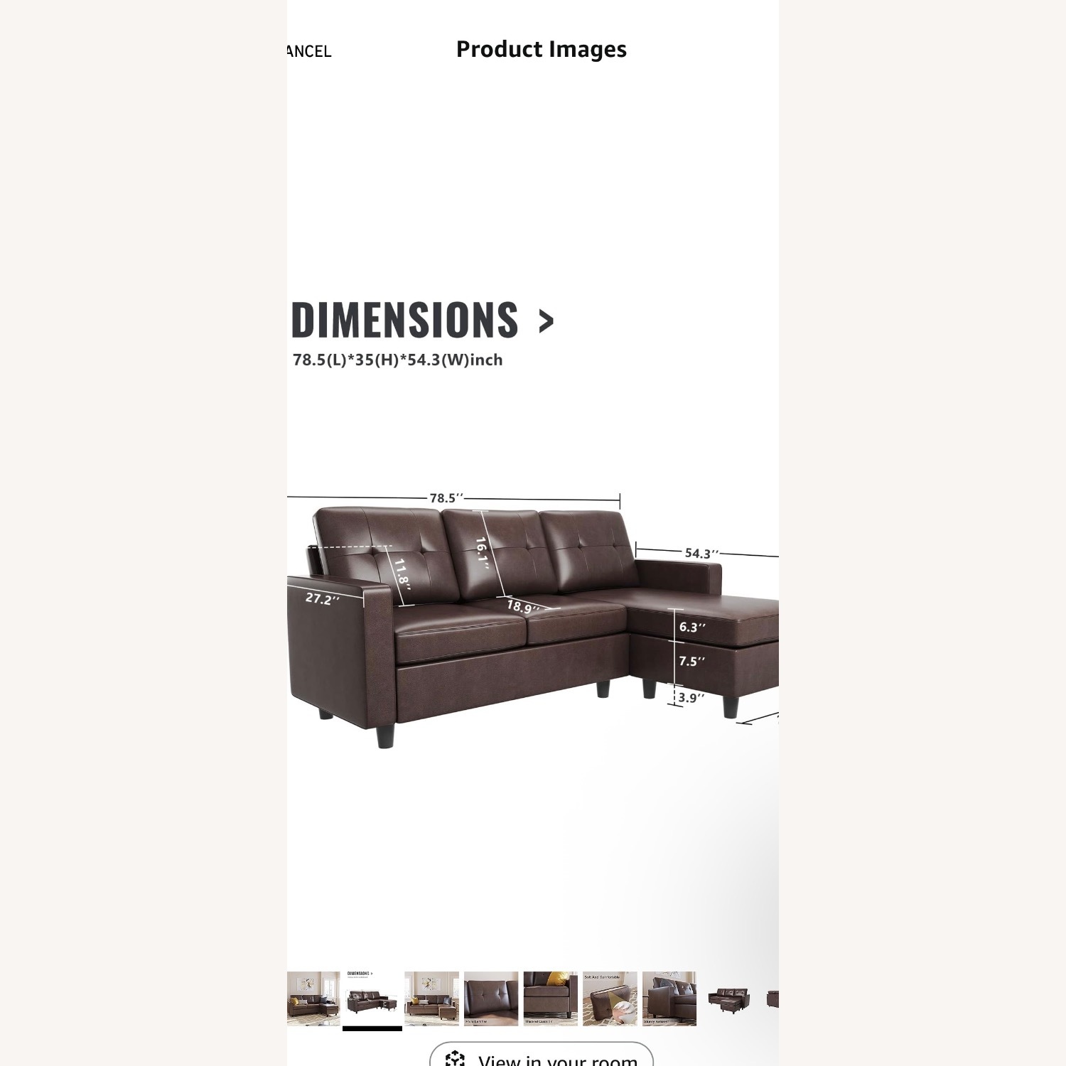 HONBAY Faux Leather Sectional Sofa - image-1