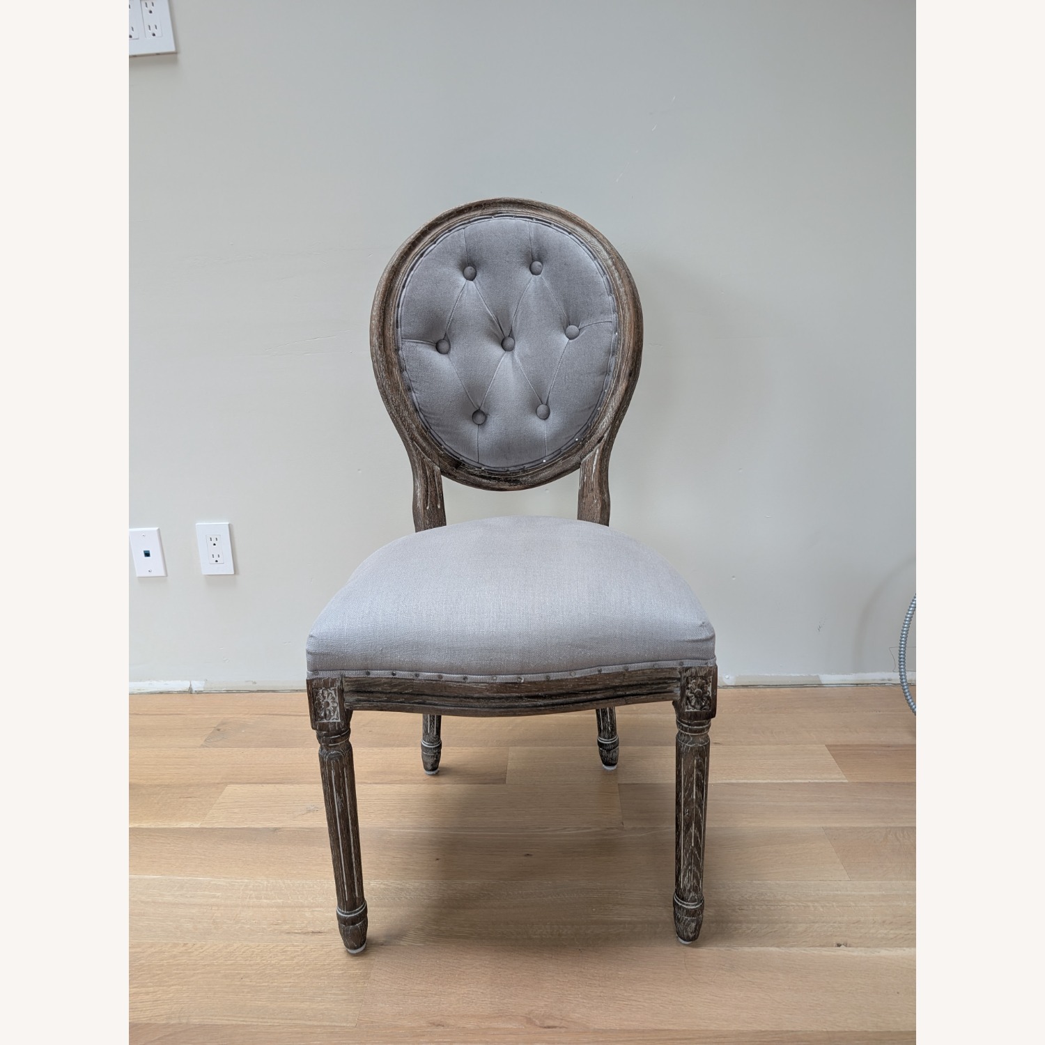 Light Gray Fabric Dining Chairs - image-1