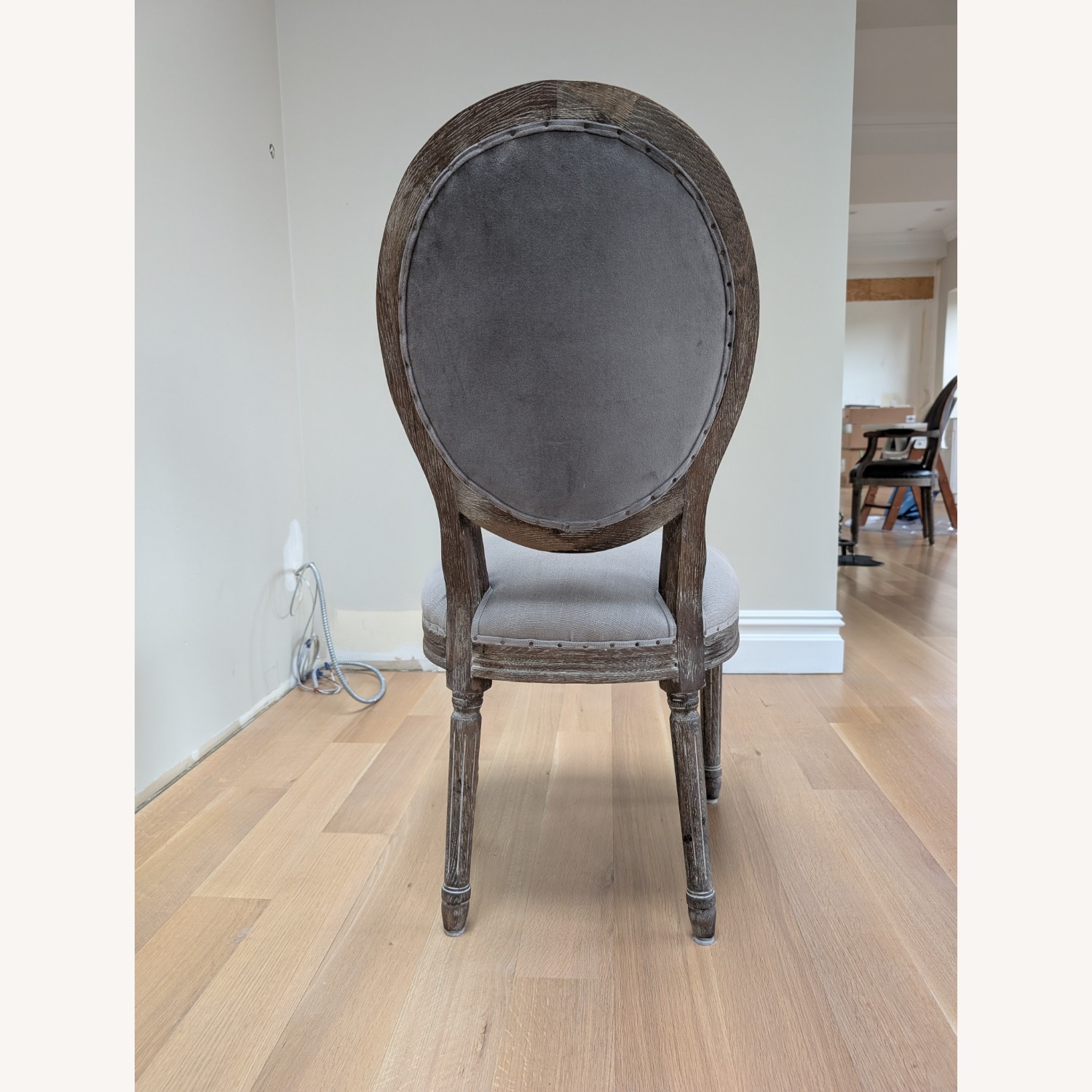 Light Gray Fabric Dining Chairs - image-4