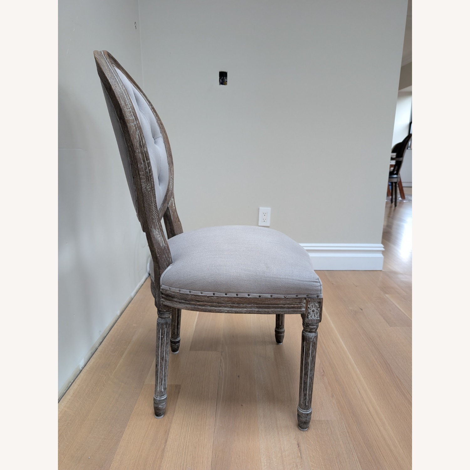 Light Gray Fabric Dining Chairs - image-3