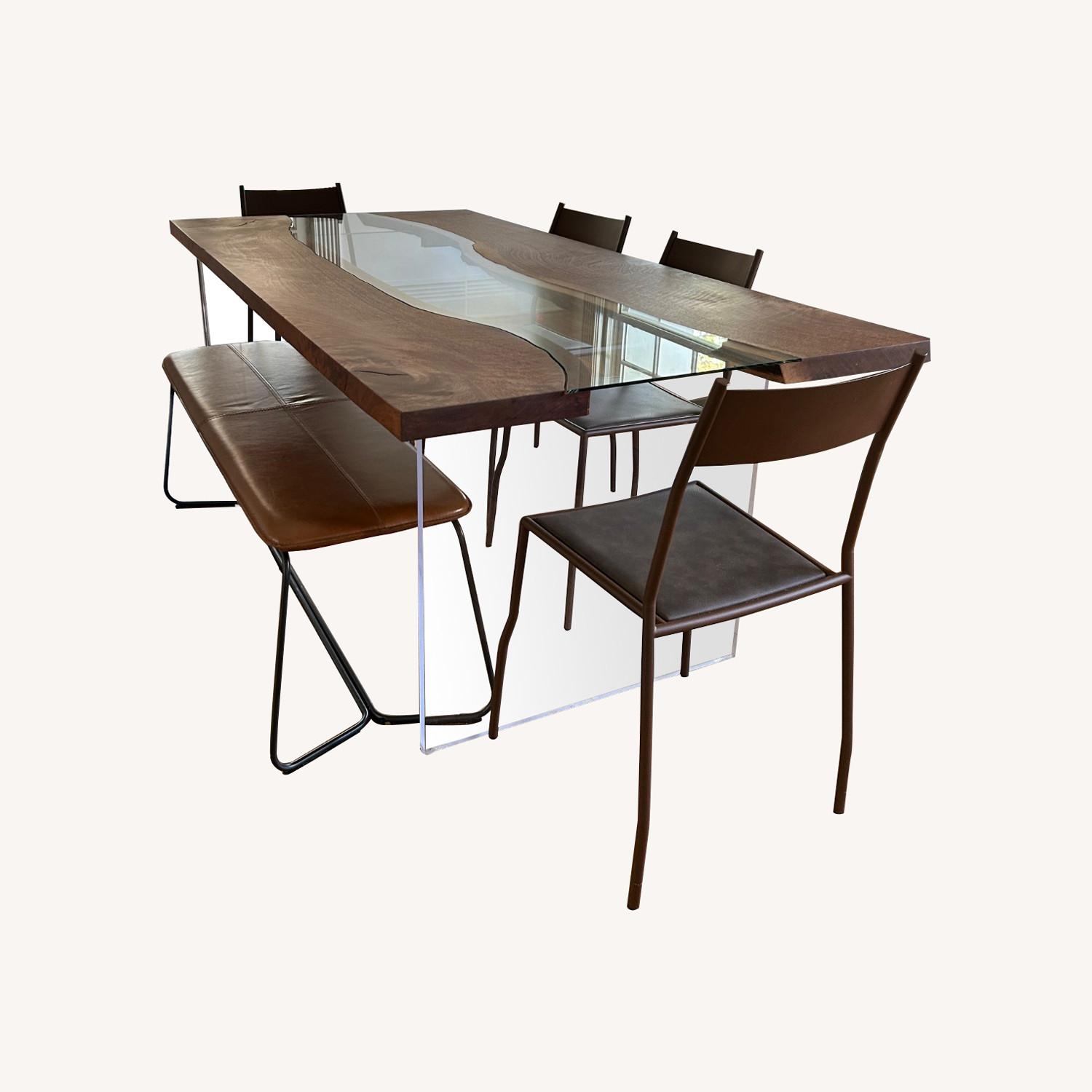 Unique Wood and Glass Dining Room Table - image-0