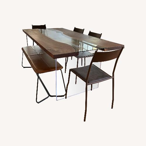 Used Unique Wood and Glass Dining Room Table for sale on AptDeco