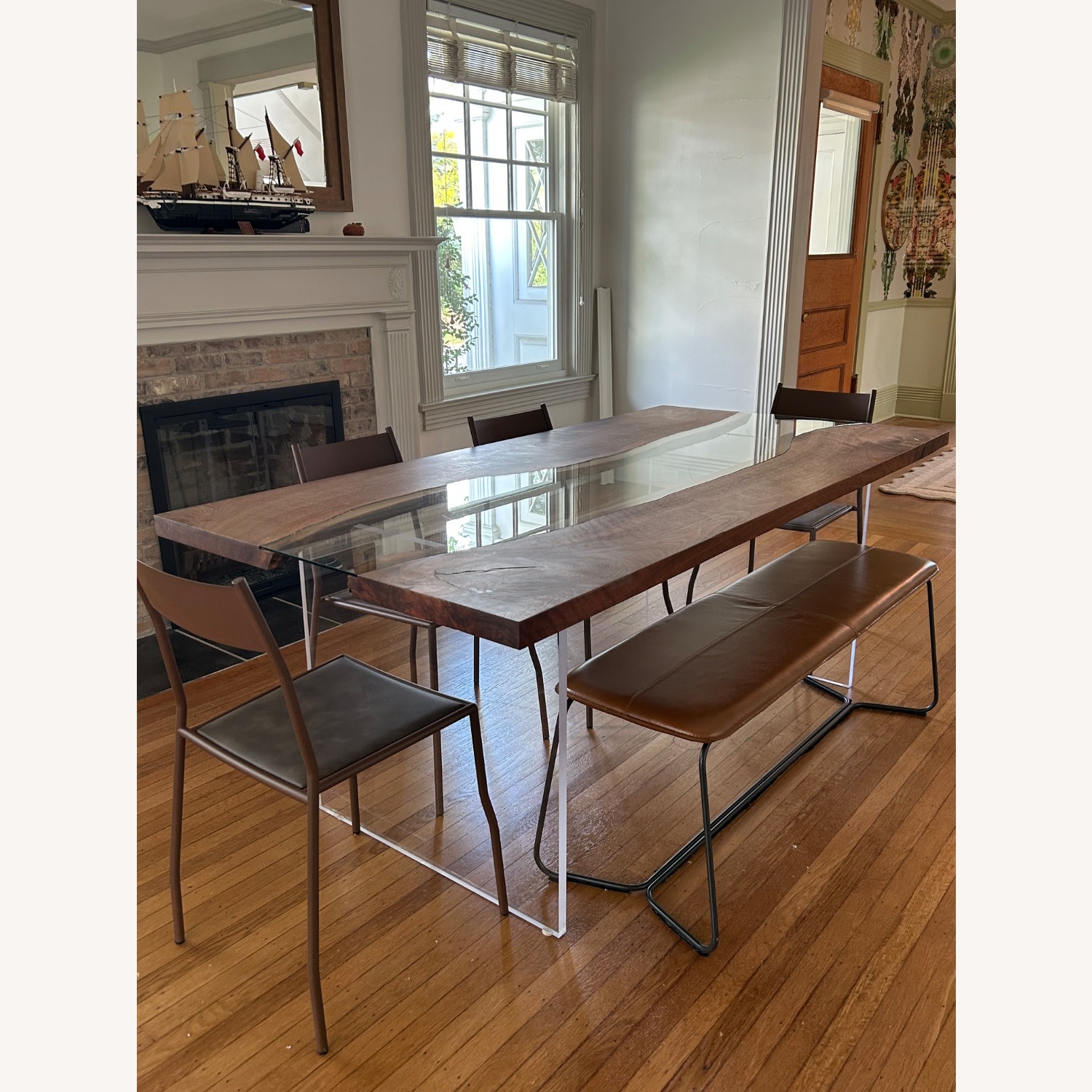 Unique Wood and Glass Dining Room Table - image-2
