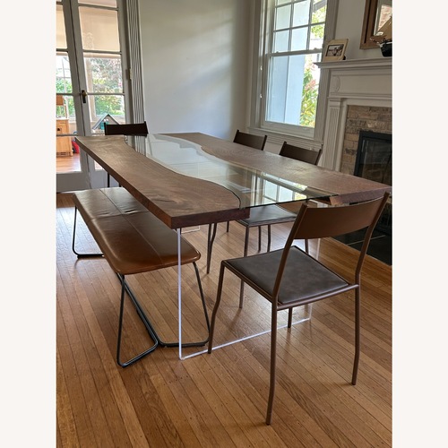 Used Unique Wood and Glass Dining Room Table for sale on AptDeco