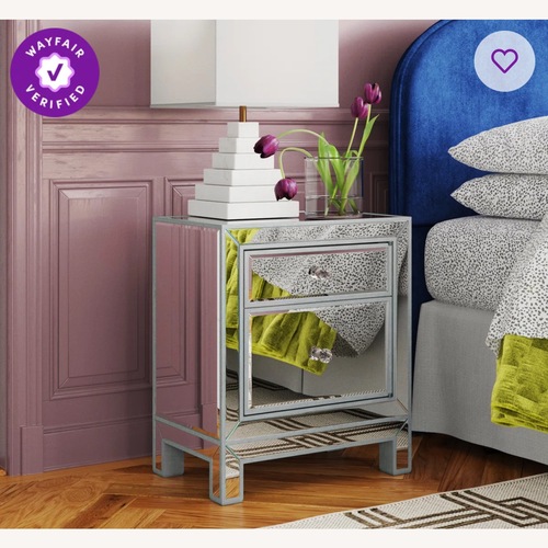 Used Wayfair Fairgrove Silver Glass Nightstands for sale on AptDeco