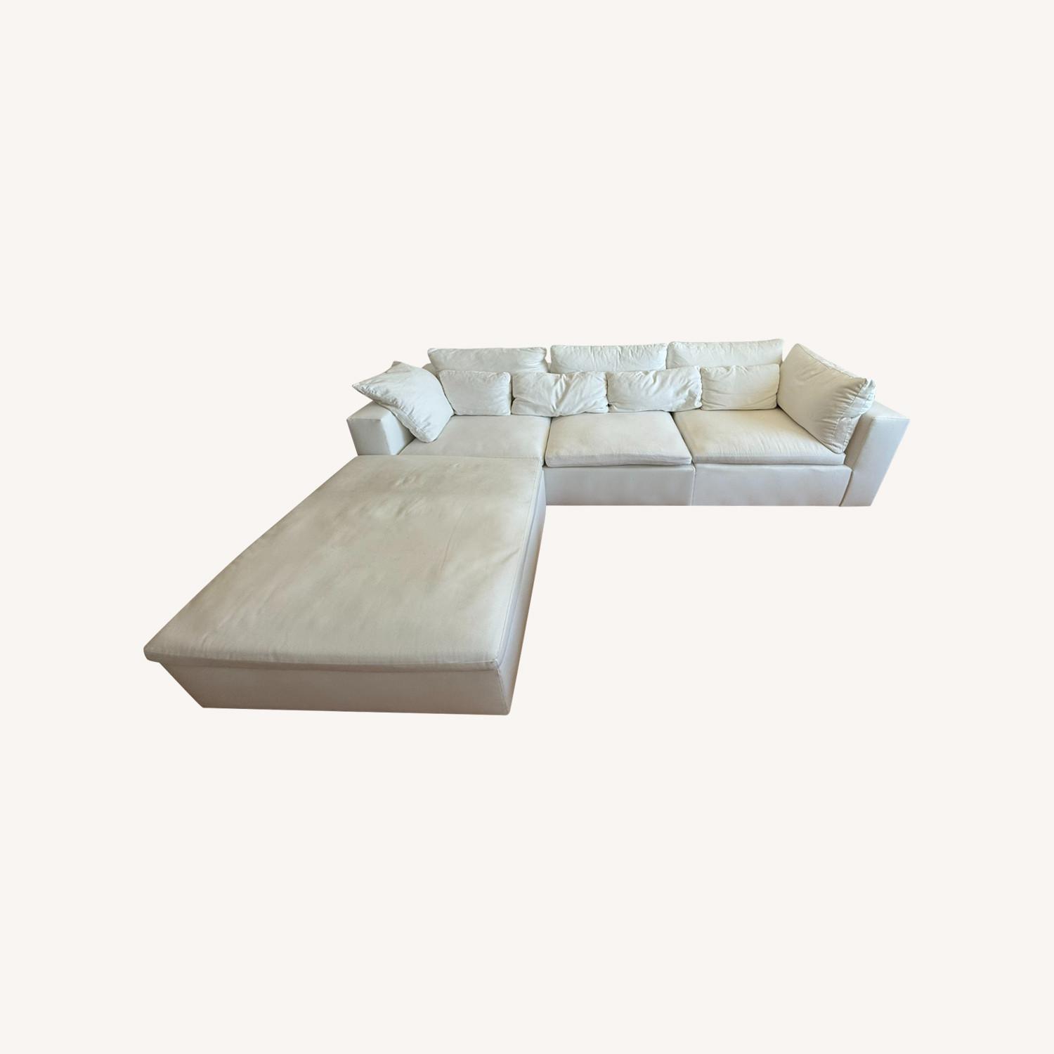 West Elm White Fabric 3+ Piece Sectional - image-0