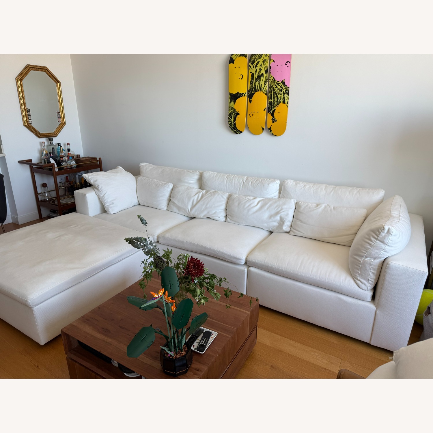 West Elm White Fabric 3+ Piece Sectional - image-2