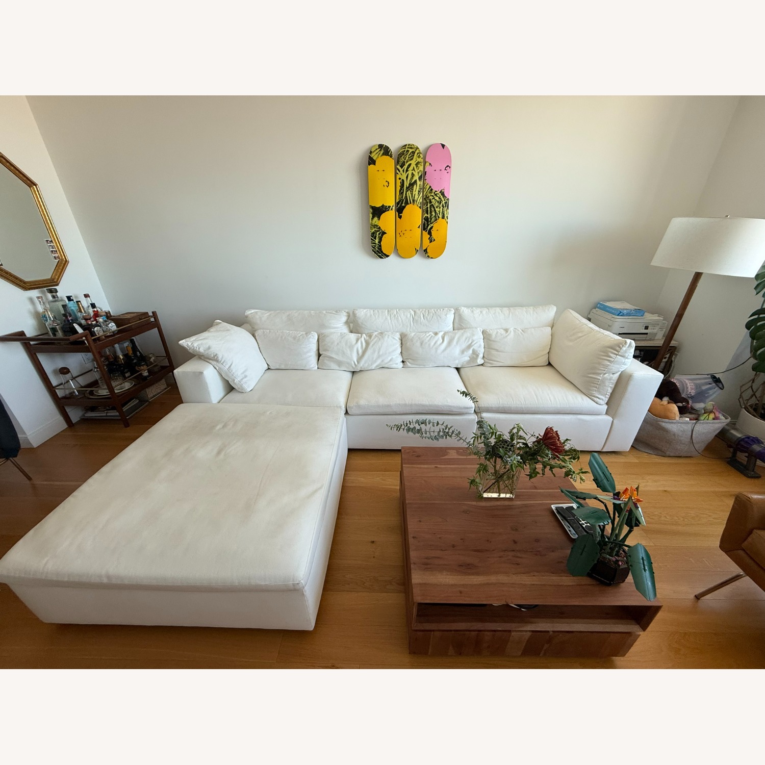 West Elm White Fabric 3+ Piece Sectional - image-1