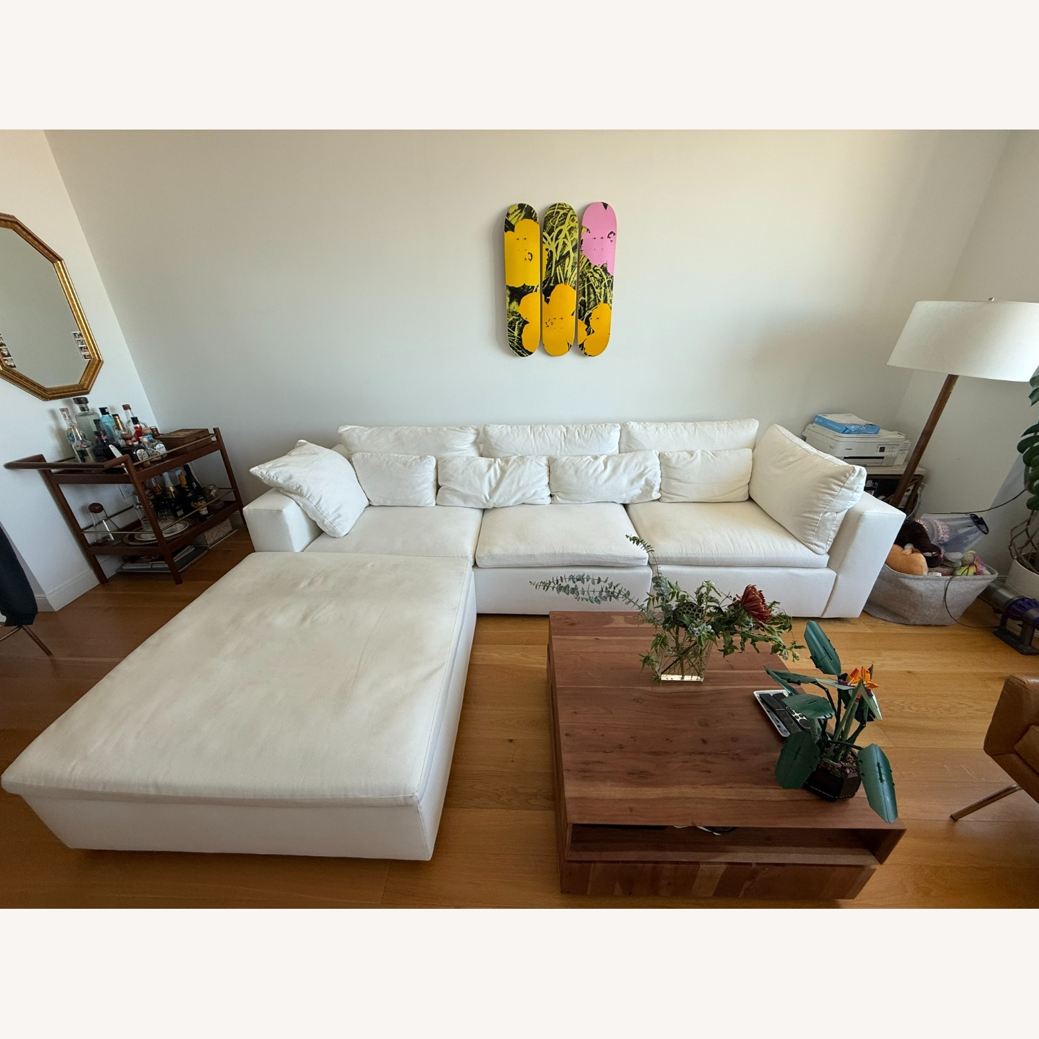 West Elm White Fabric 3+ Piece Sectional - image-3