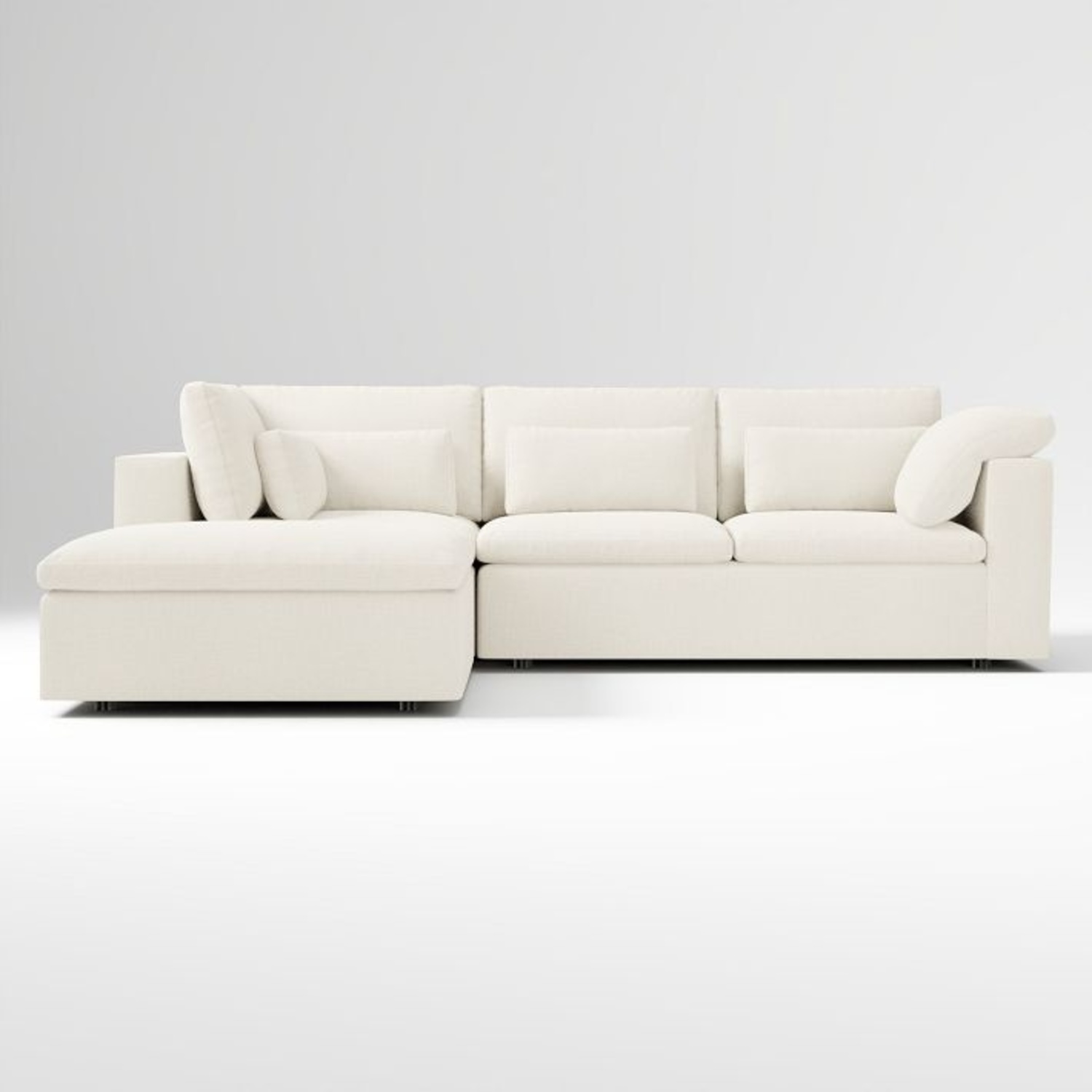 West Elm White Fabric 3+ Piece Sectional - image-4